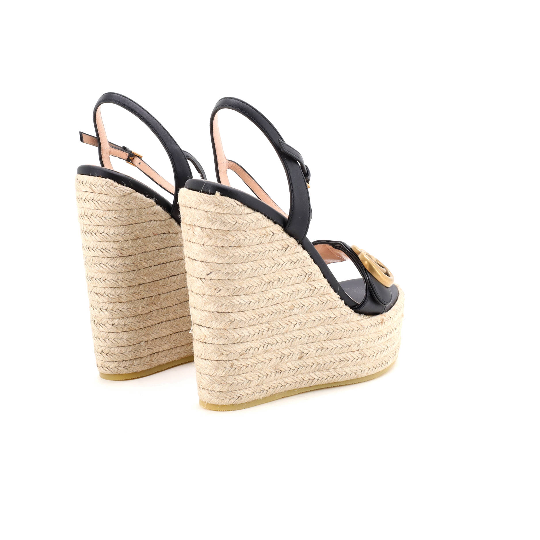 Women's GG Marmont Wedge Espadrille Sandals Leather