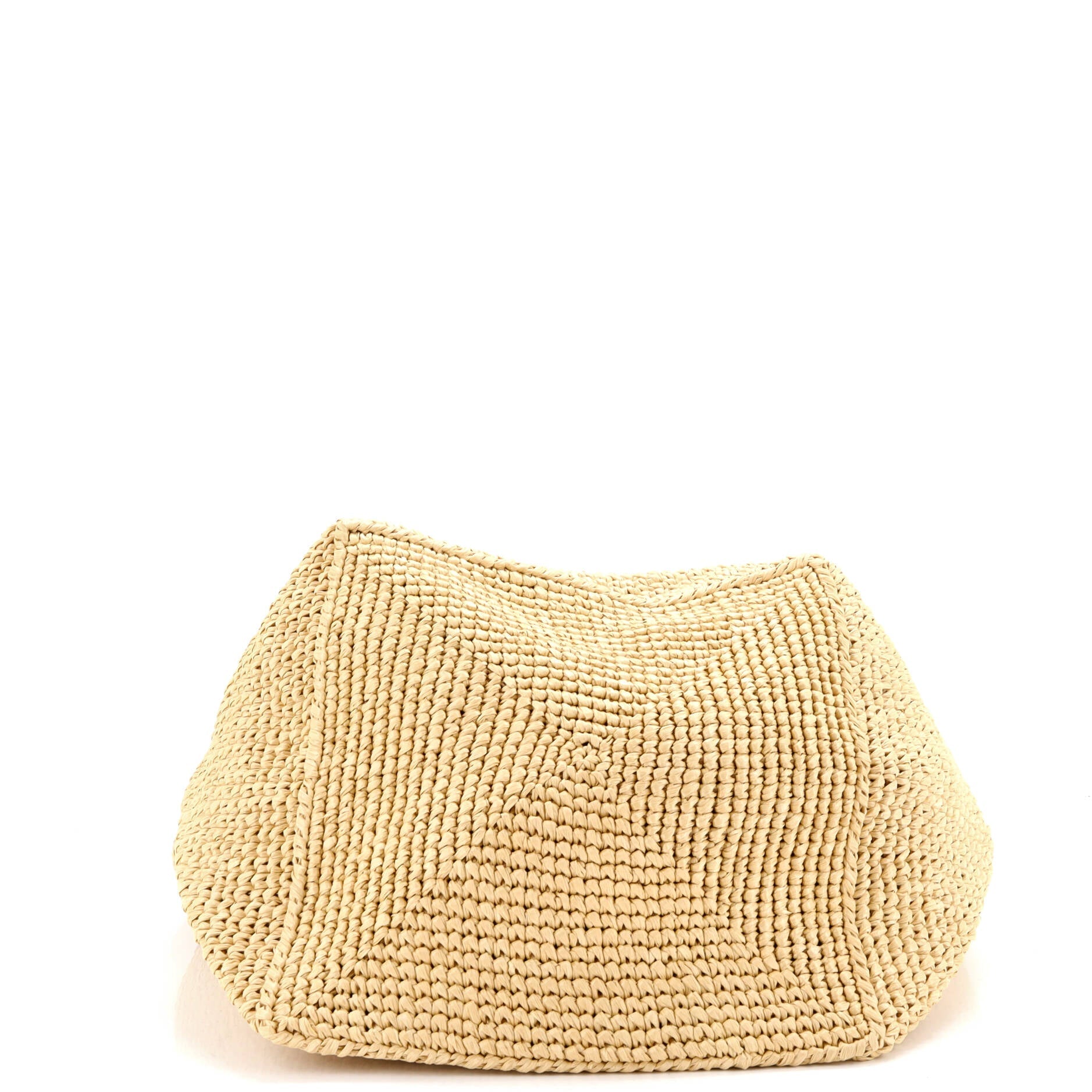 Logo Open Tote Woven Raffia Medium