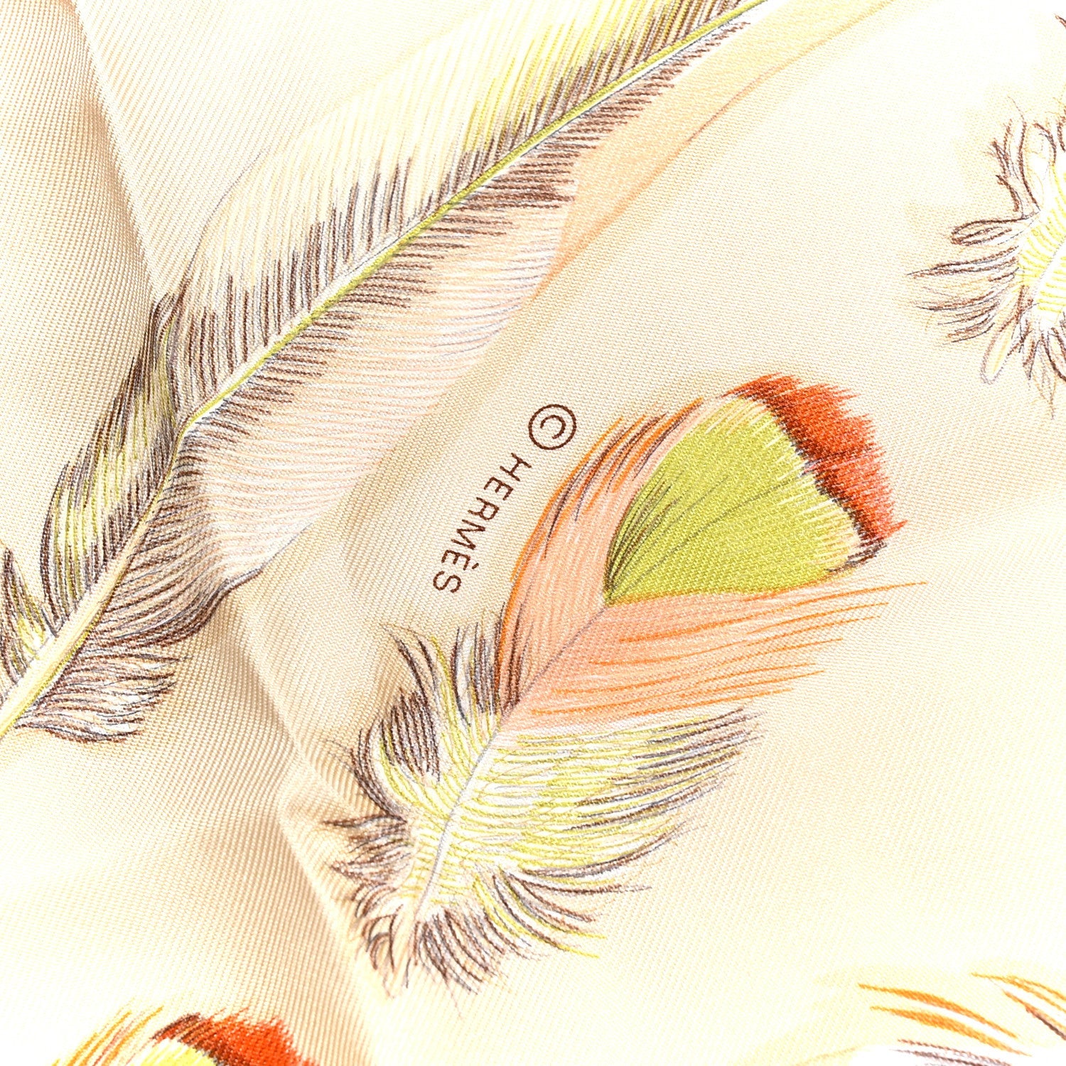 Silk Plumes II Scarf 90 Corail Beige Rose Pale