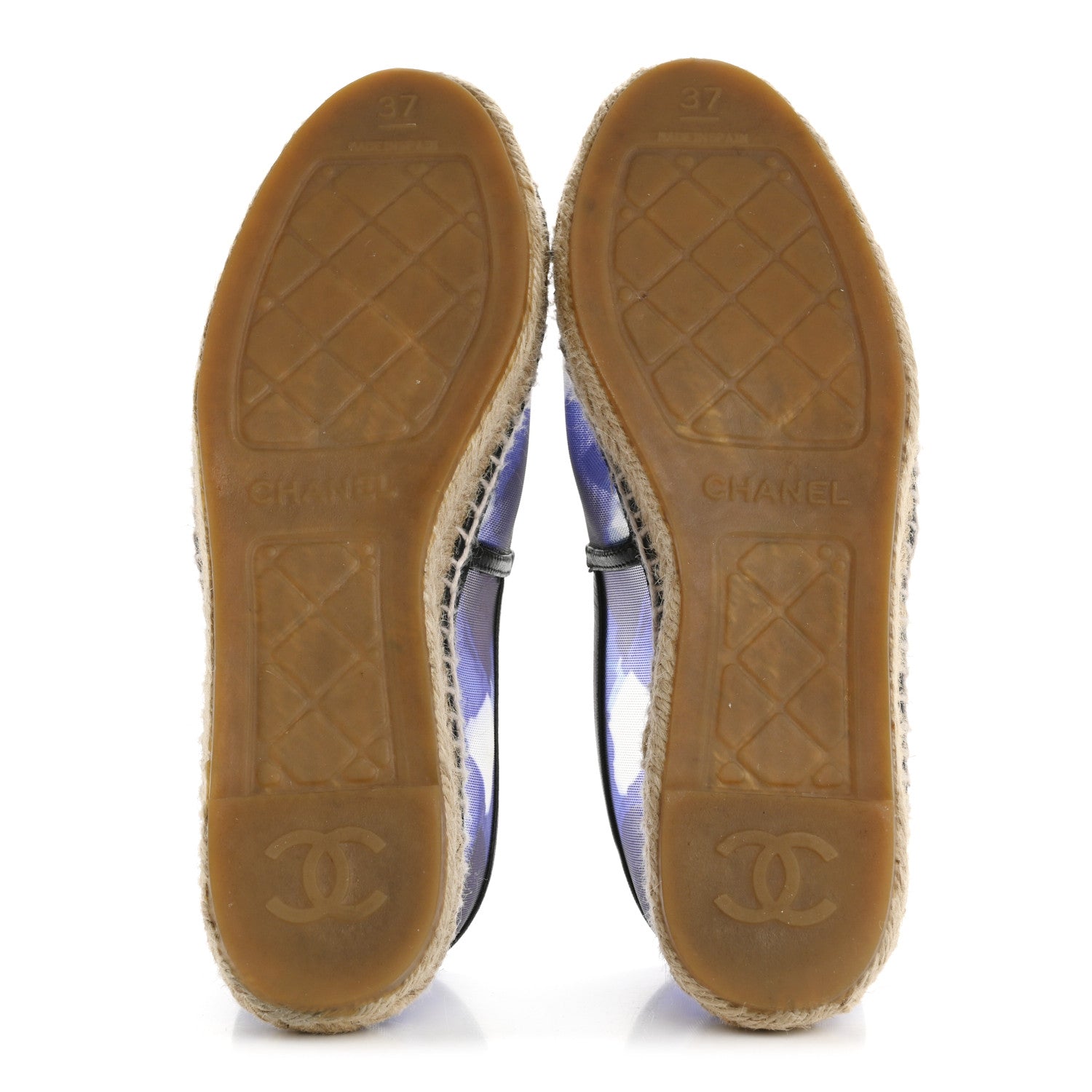 Mesh Grosgrain CC Espadrilles 37 Purple Black