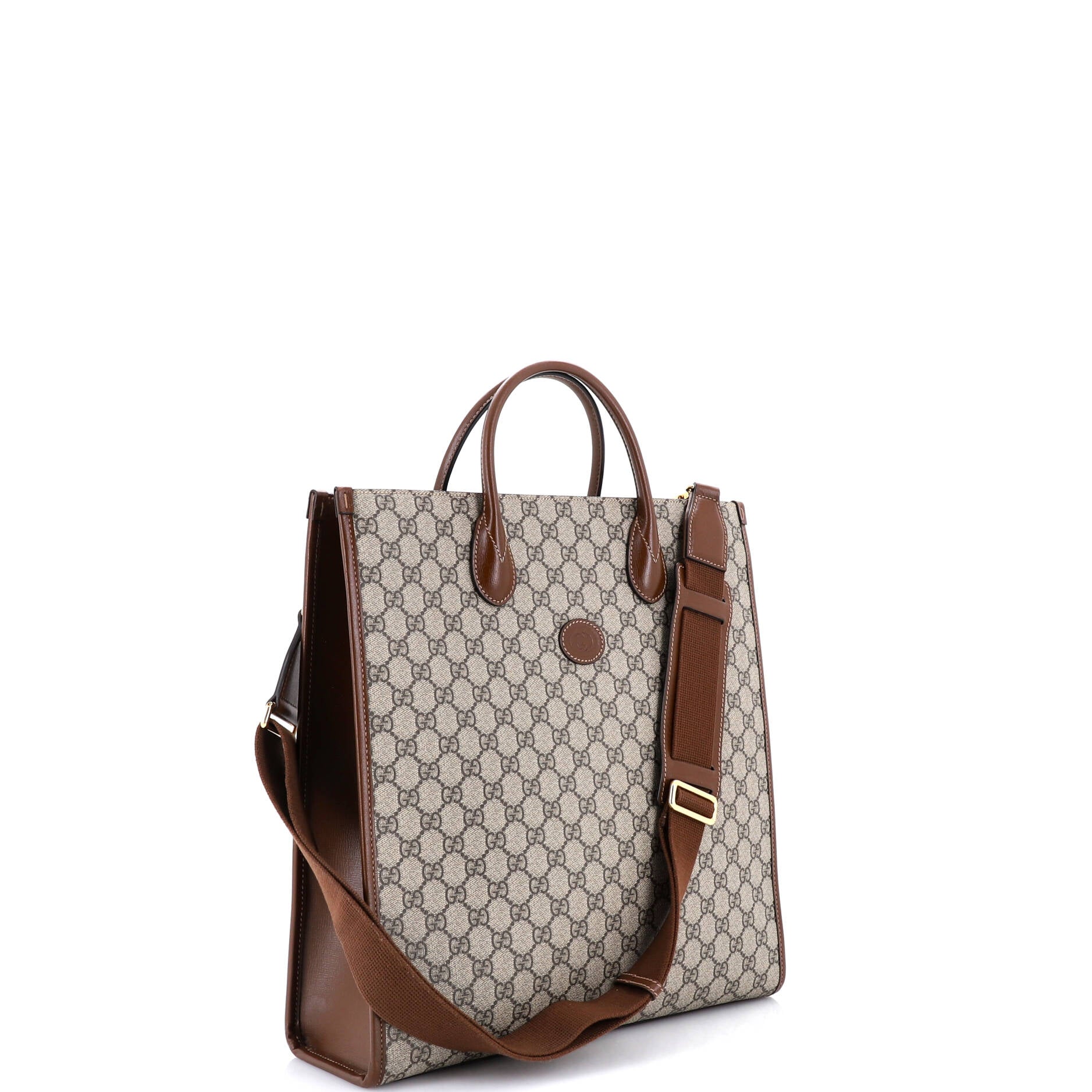 Vertical Structured Top Handle Open Tote GG Coated Canvas Medium