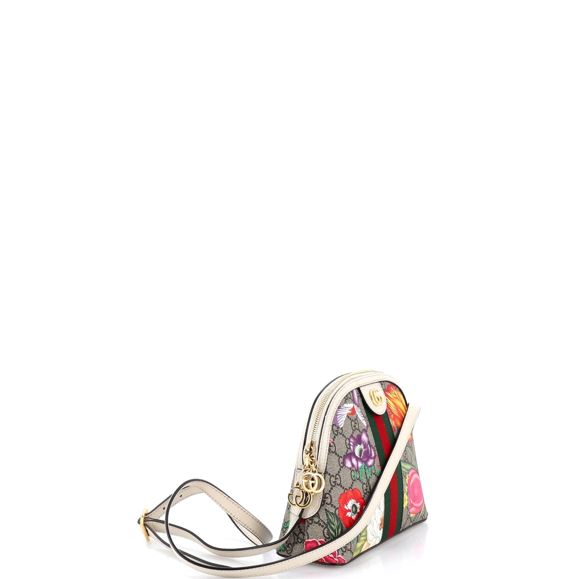 Ophidia Dome Shoulder Bag Flora GG Coated Canvas Small