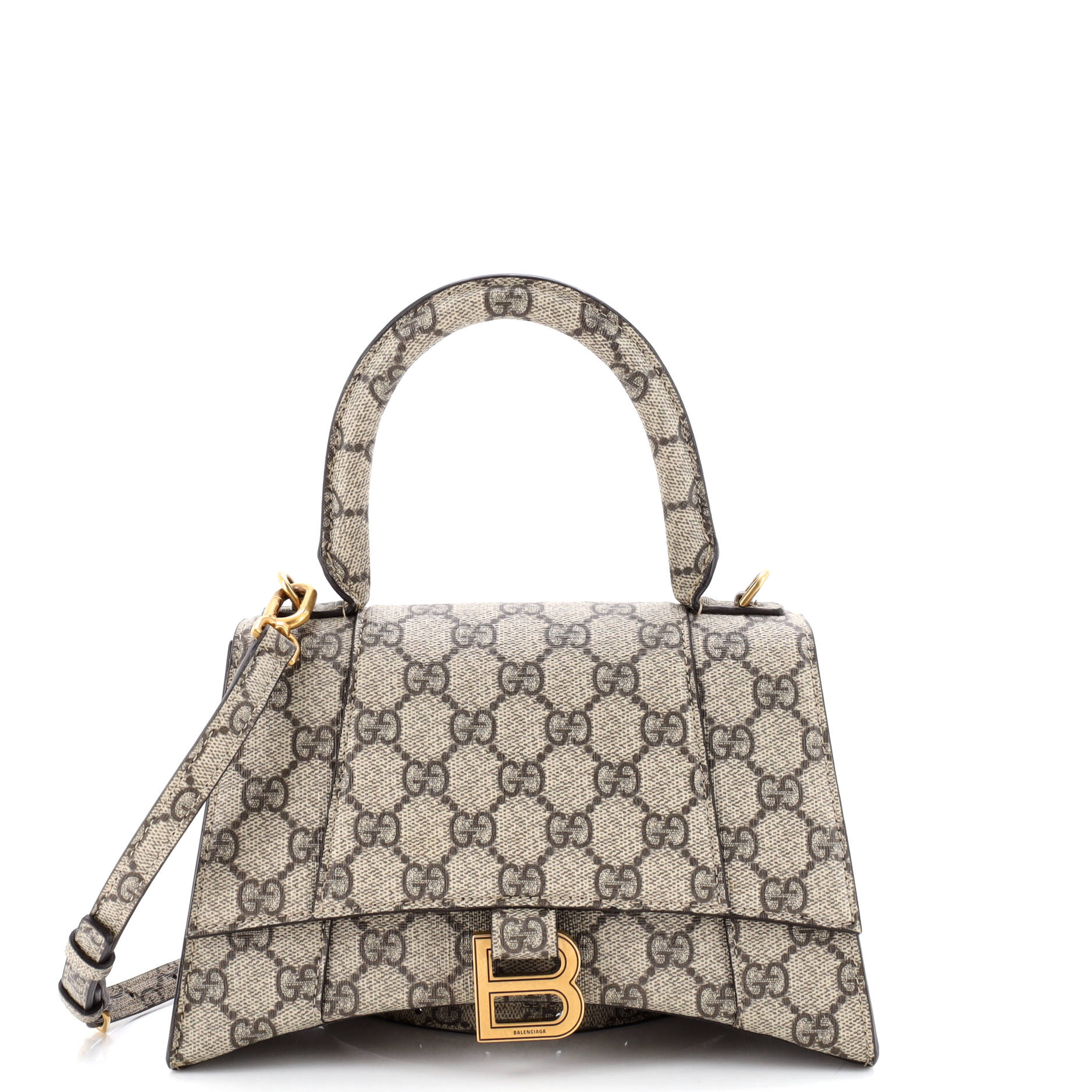 x Balenciaga The Hacker Project Hourglass Top Handle Bag GG Coated Canvas Small