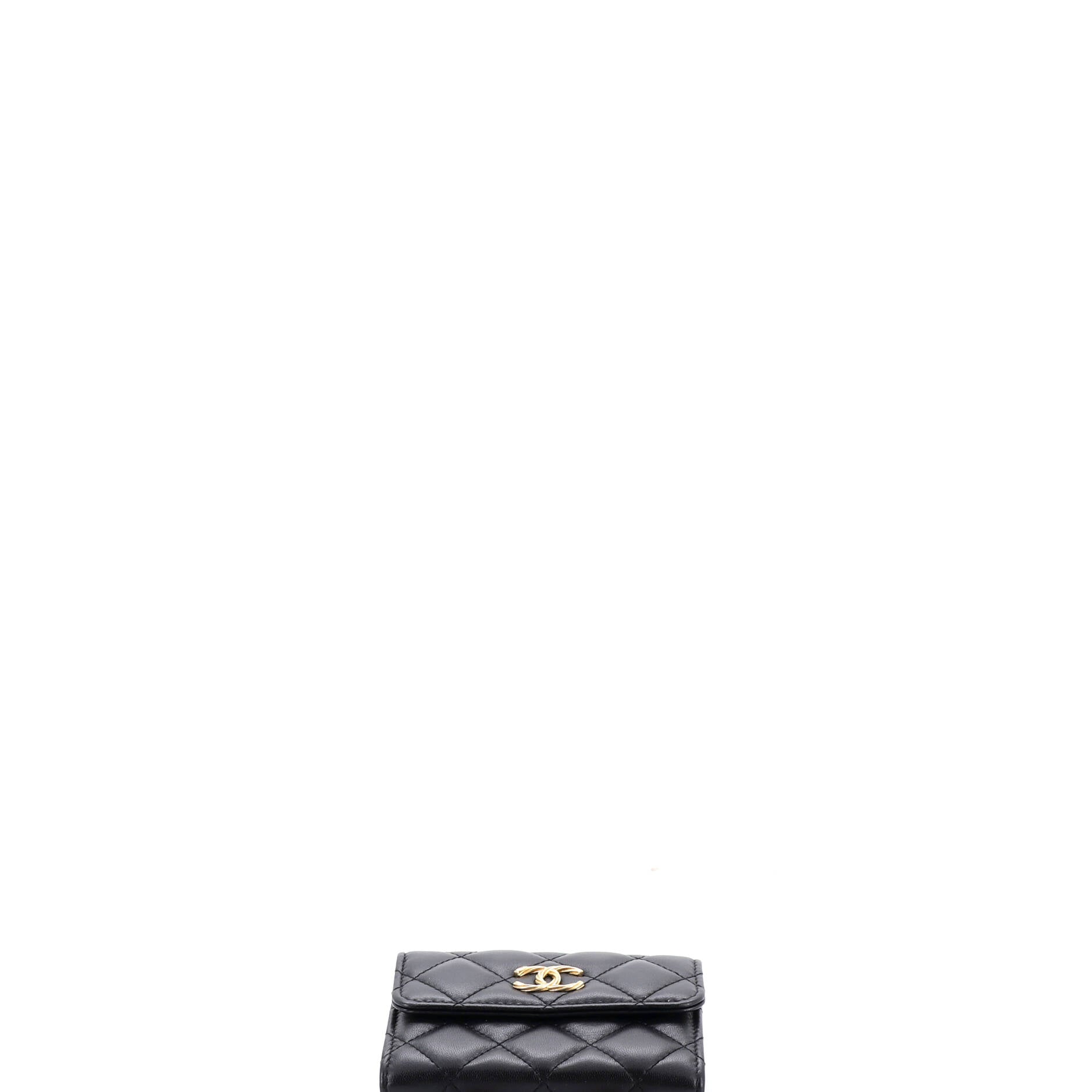 Card Holder with Padded Chain Strap Quilted Lambskin