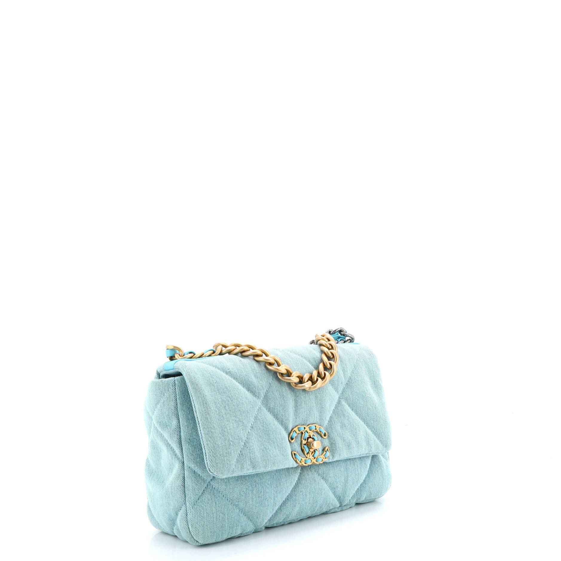 19 Flap Bag Quilted Denim Medium
