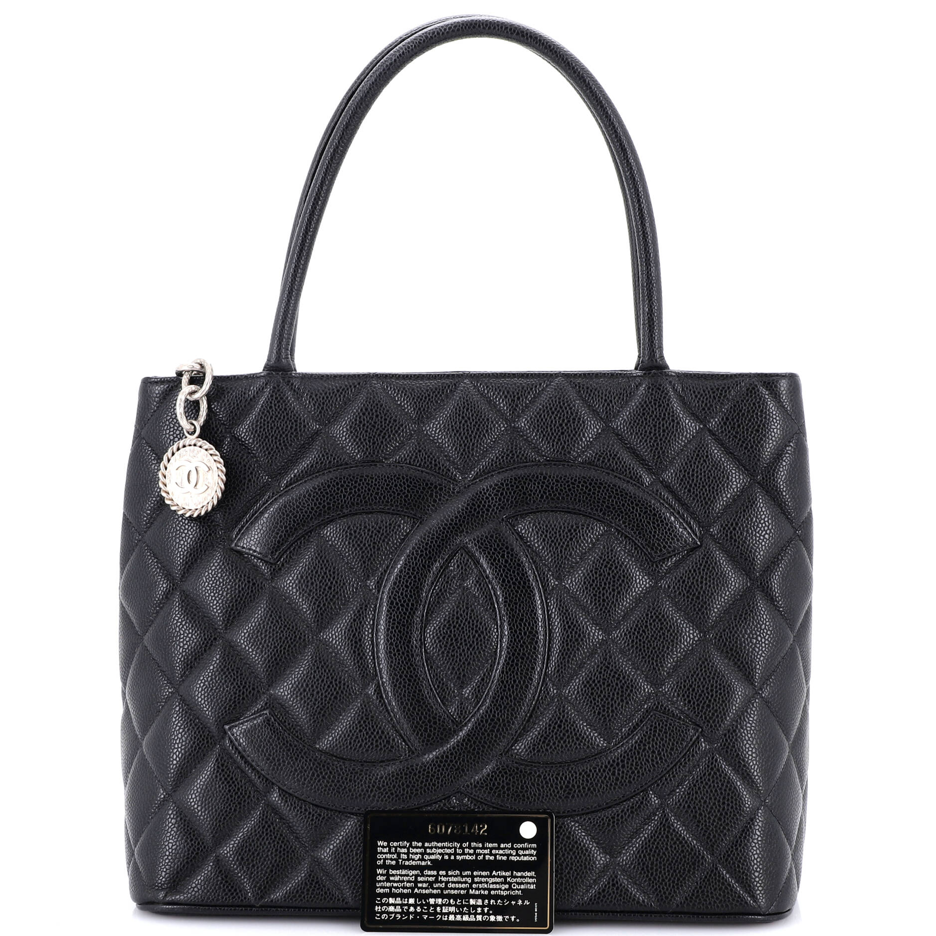 Medallion Tote Quilted Caviar
