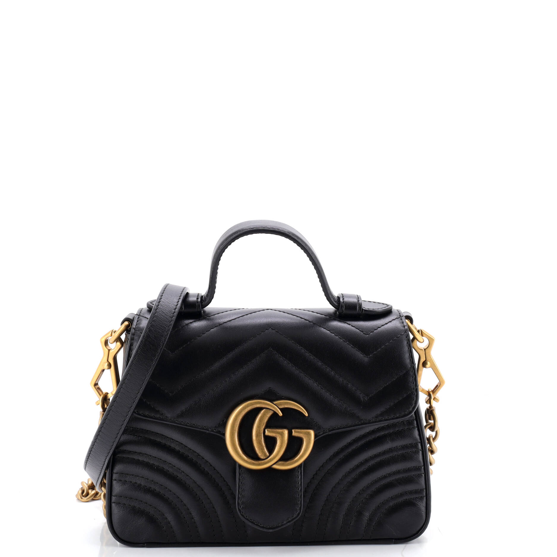 GG Marmont Top Handle Flap Bag Matelasse Leather Mini