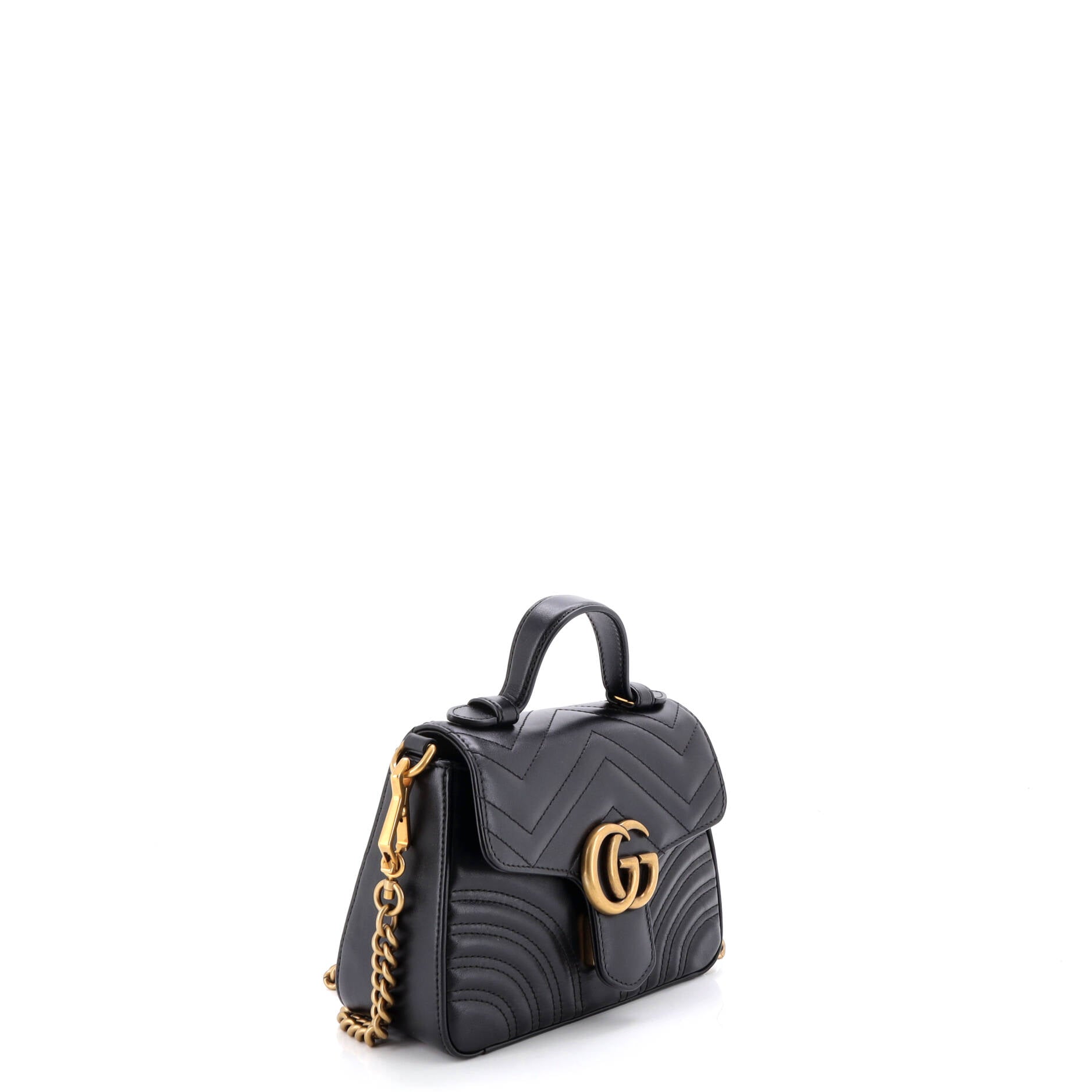 GG Marmont Top Handle Flap Bag Matelasse Leather Mini