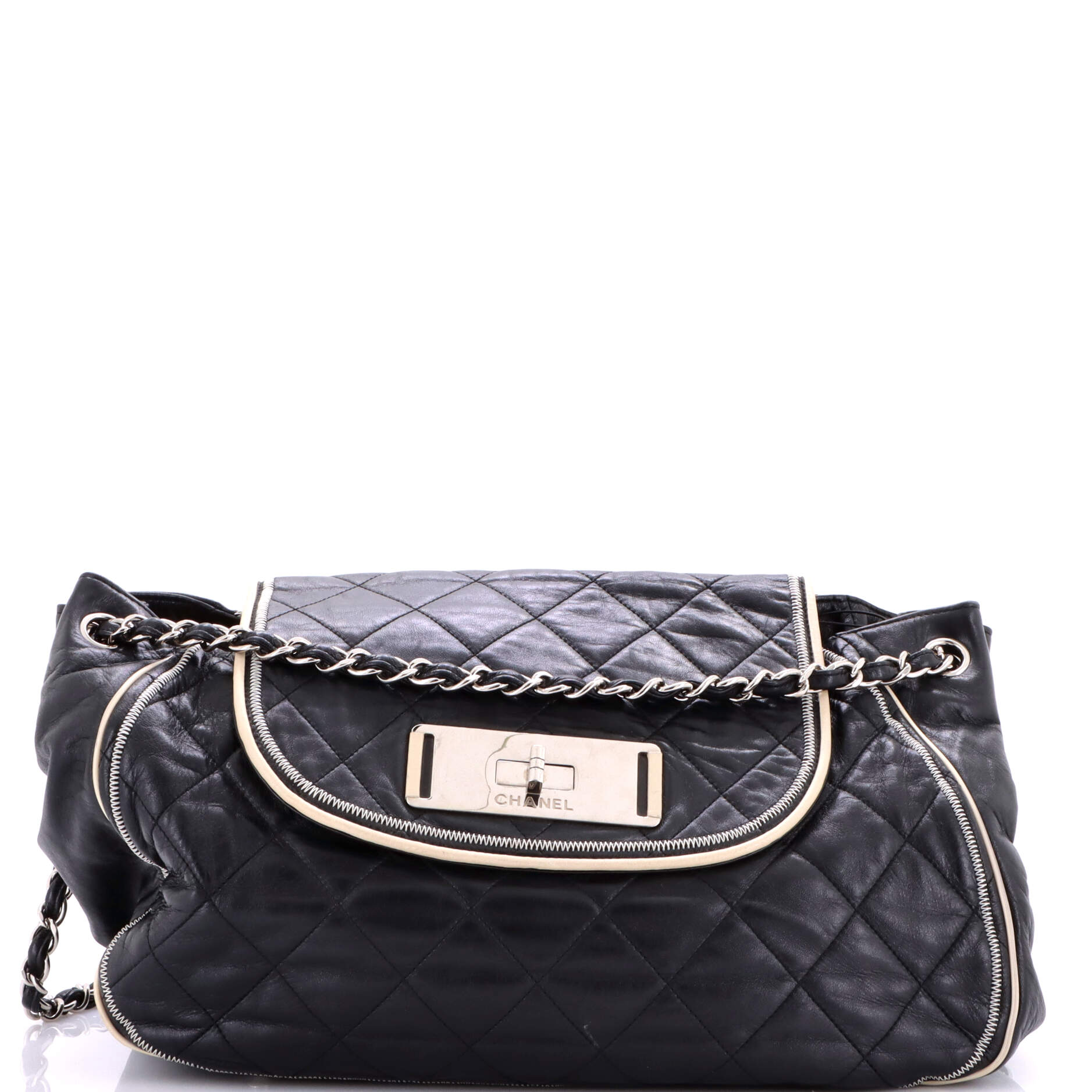 East West Mademoiselle Accordion Flap Bag Quilted Lambskin Medium