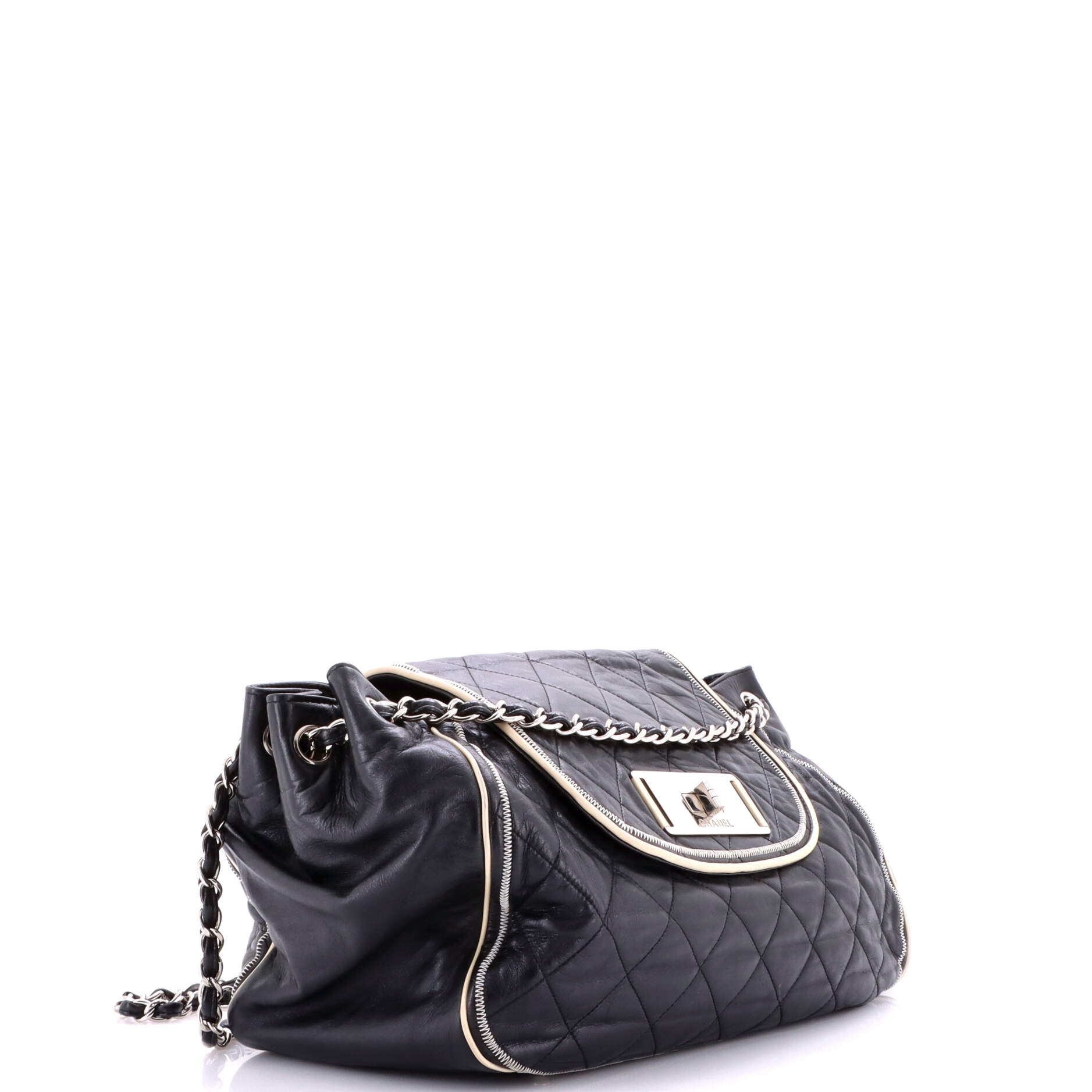 East West Mademoiselle Accordion Flap Bag Quilted Lambskin Medium