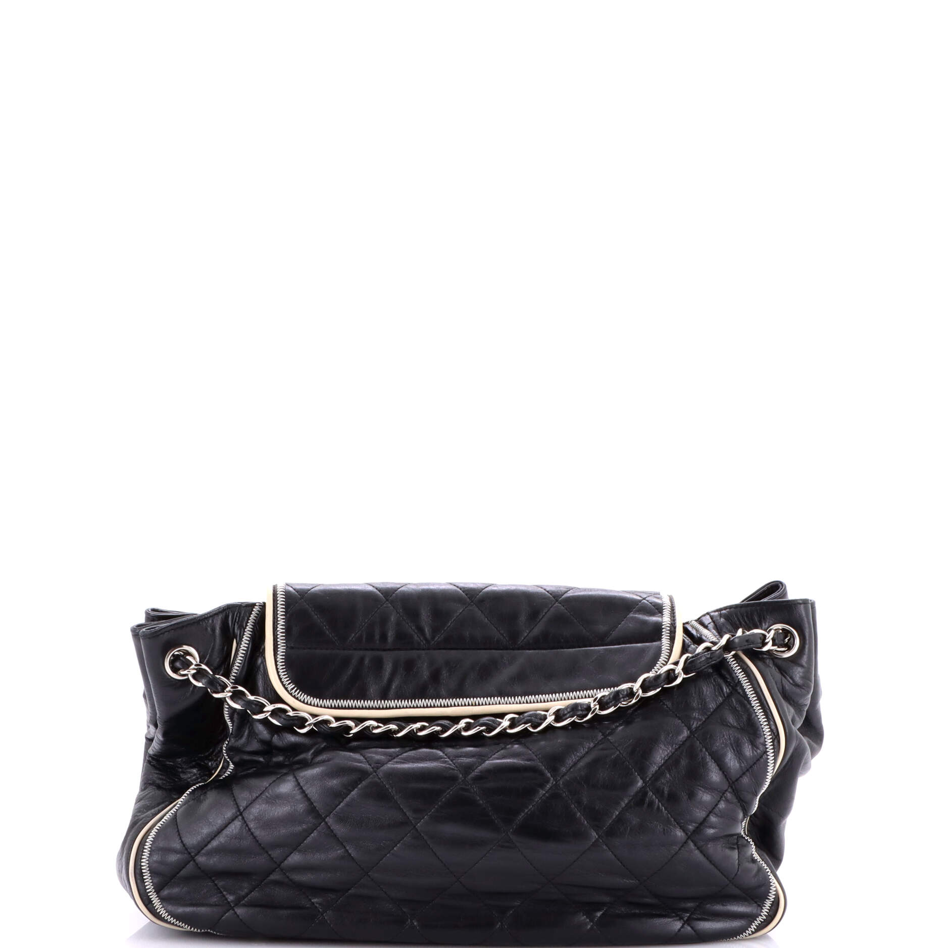 East West Mademoiselle Accordion Flap Bag Quilted Lambskin Medium