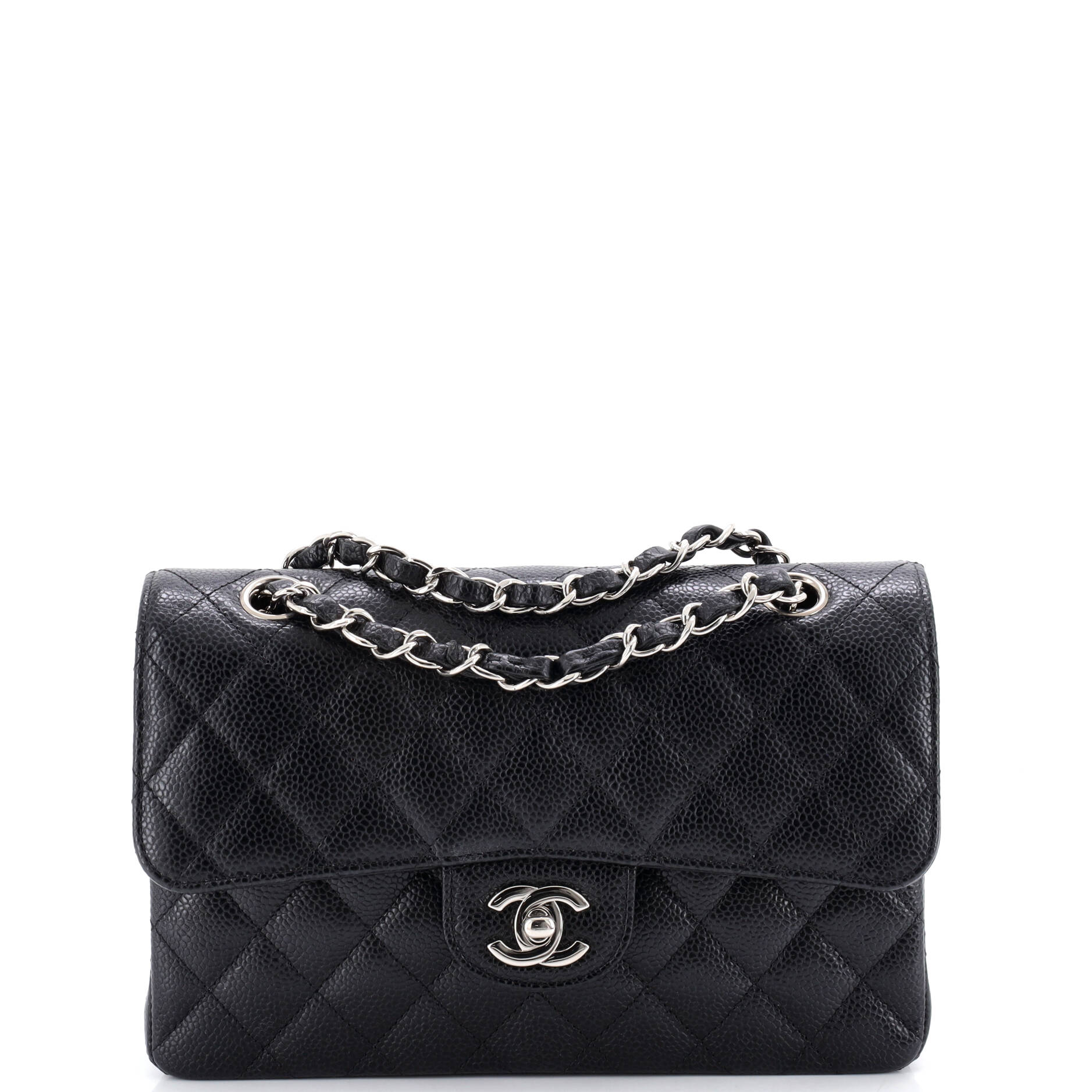 Classic Double Flap Bag Quilted Caviar Small