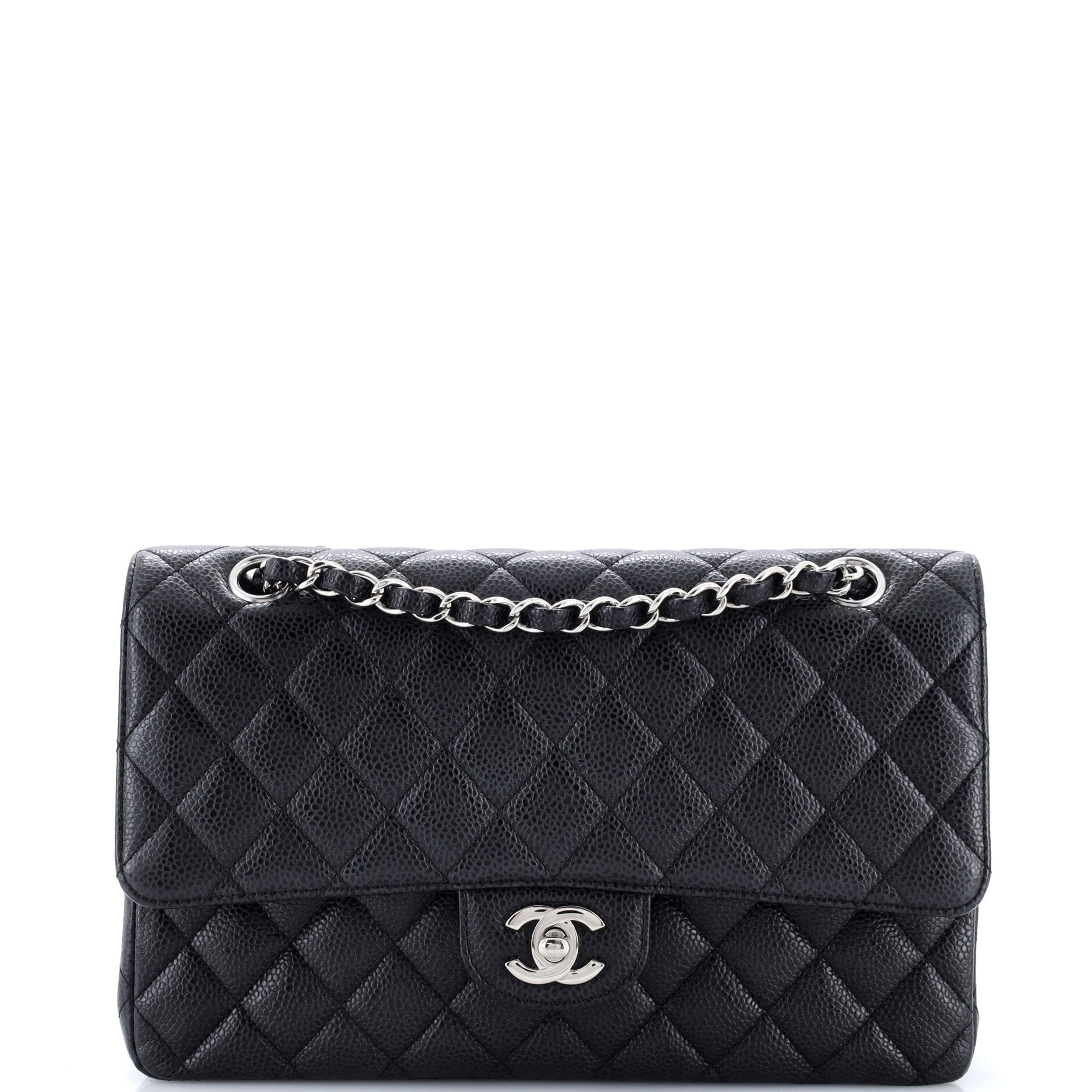 Classic Double Flap Bag Quilted Caviar Medium