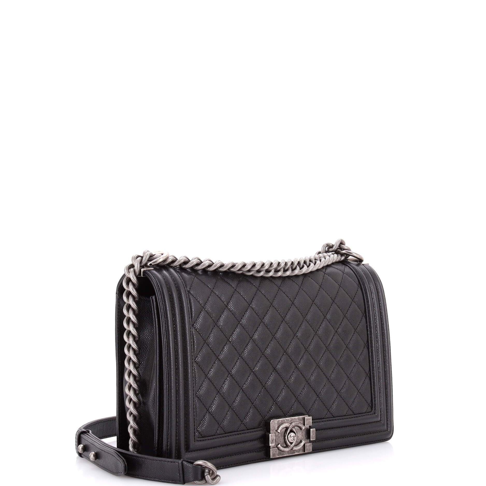 Boy Flap Bag Quilted Caviar New Medium
