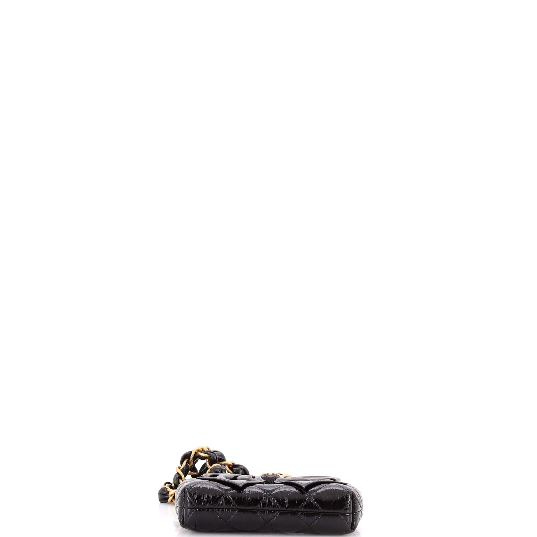 Bow Frame Clutch With Chain Quilted Patent with Lambskin Mini