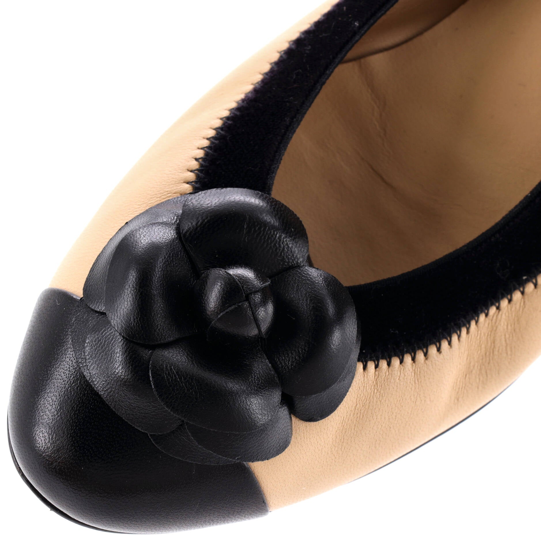 Women's Camellia Ballerina Flats Leather with Velvet