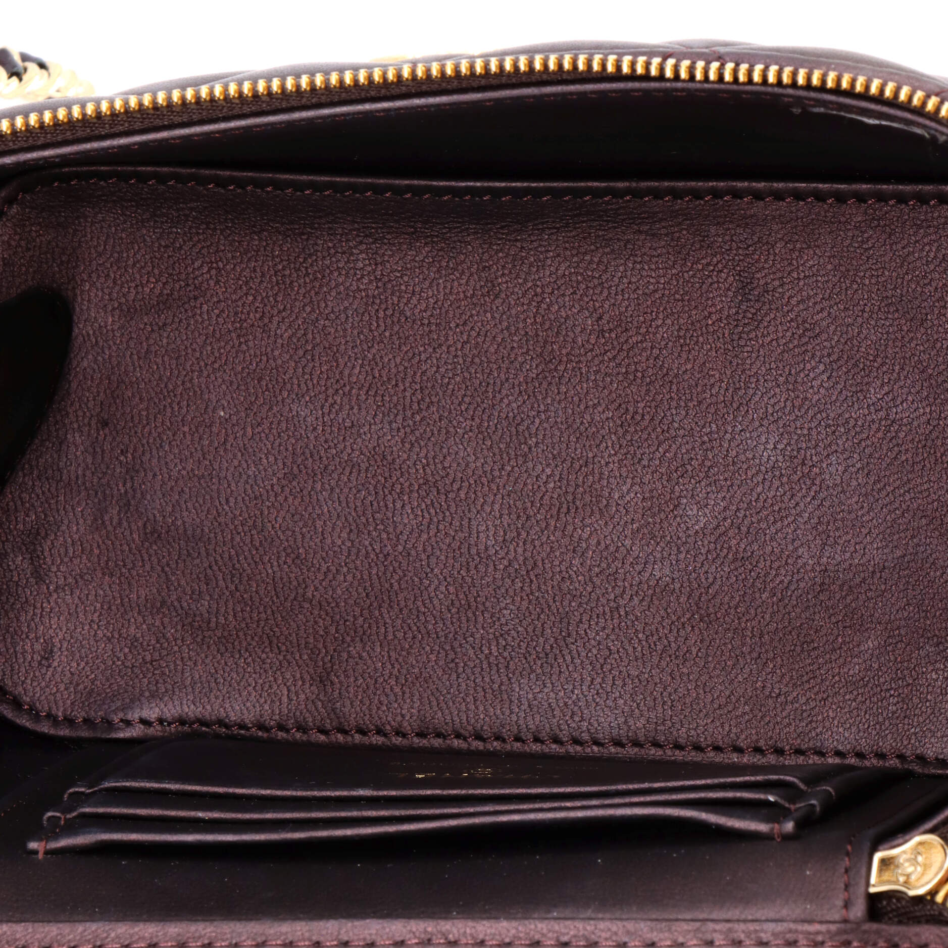 Classic Top Handle Vanity Case with Chain Quilted Lambskin Small
