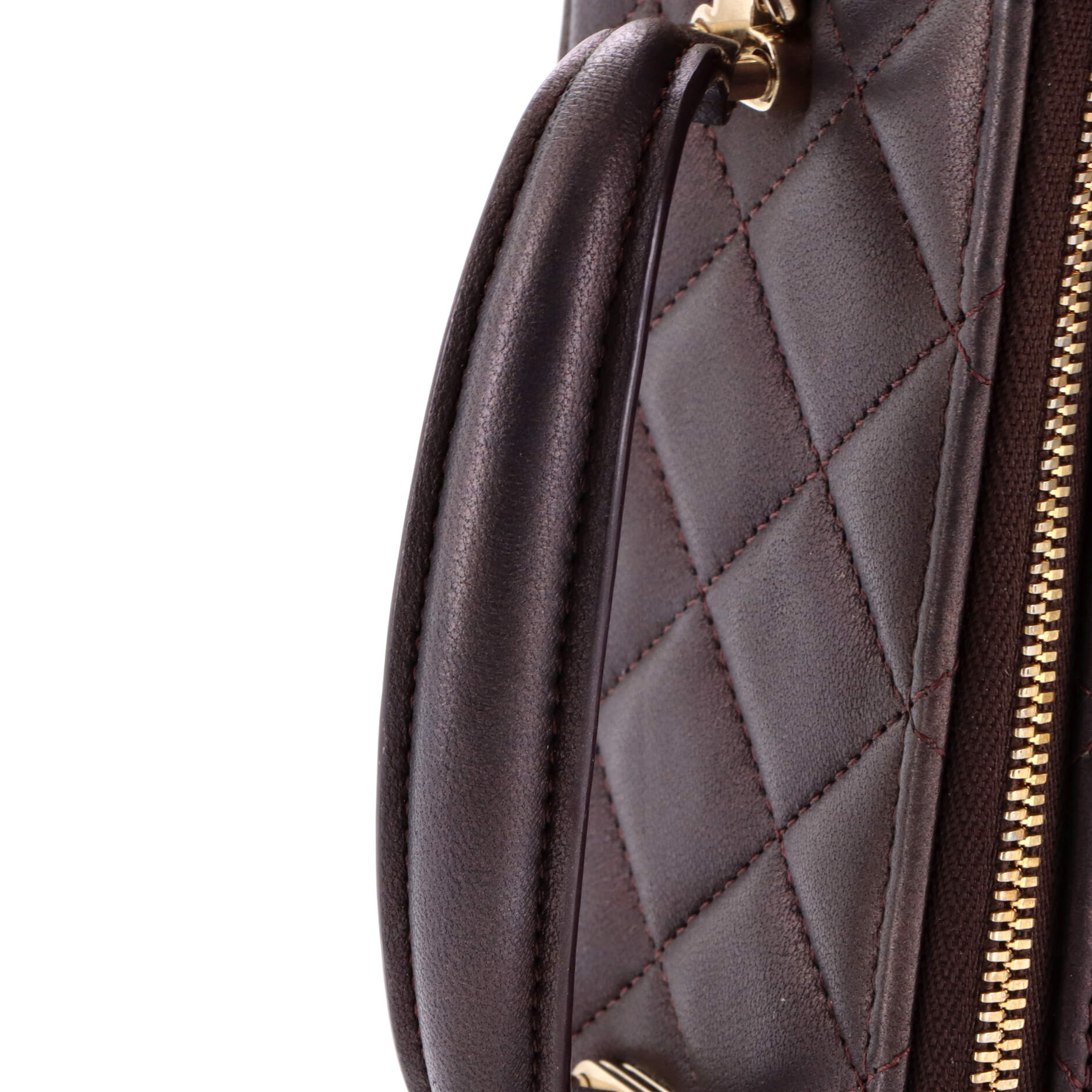 Classic Top Handle Vanity Case with Chain Quilted Lambskin Small