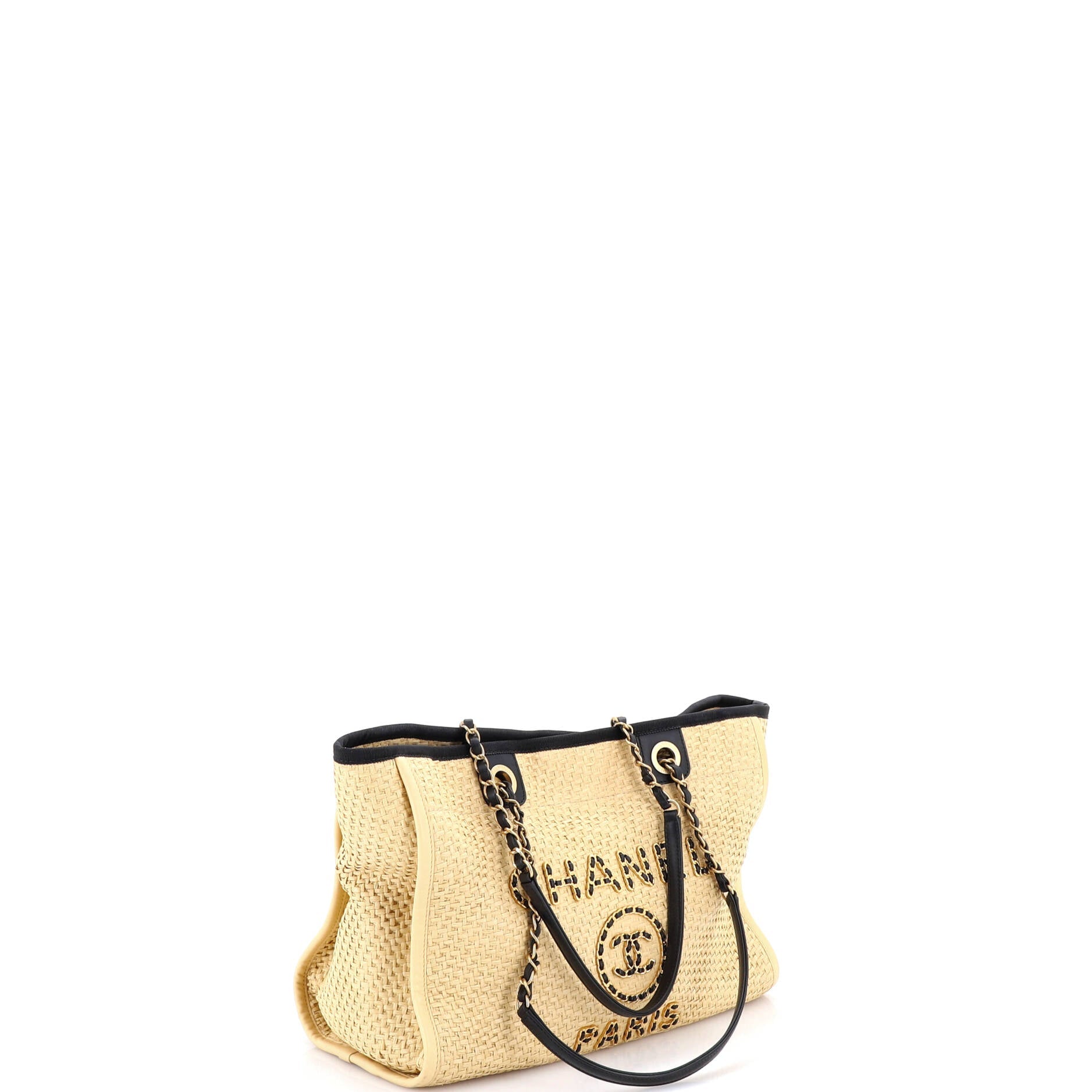 Deauville Tote Straw with Chain Detail Small