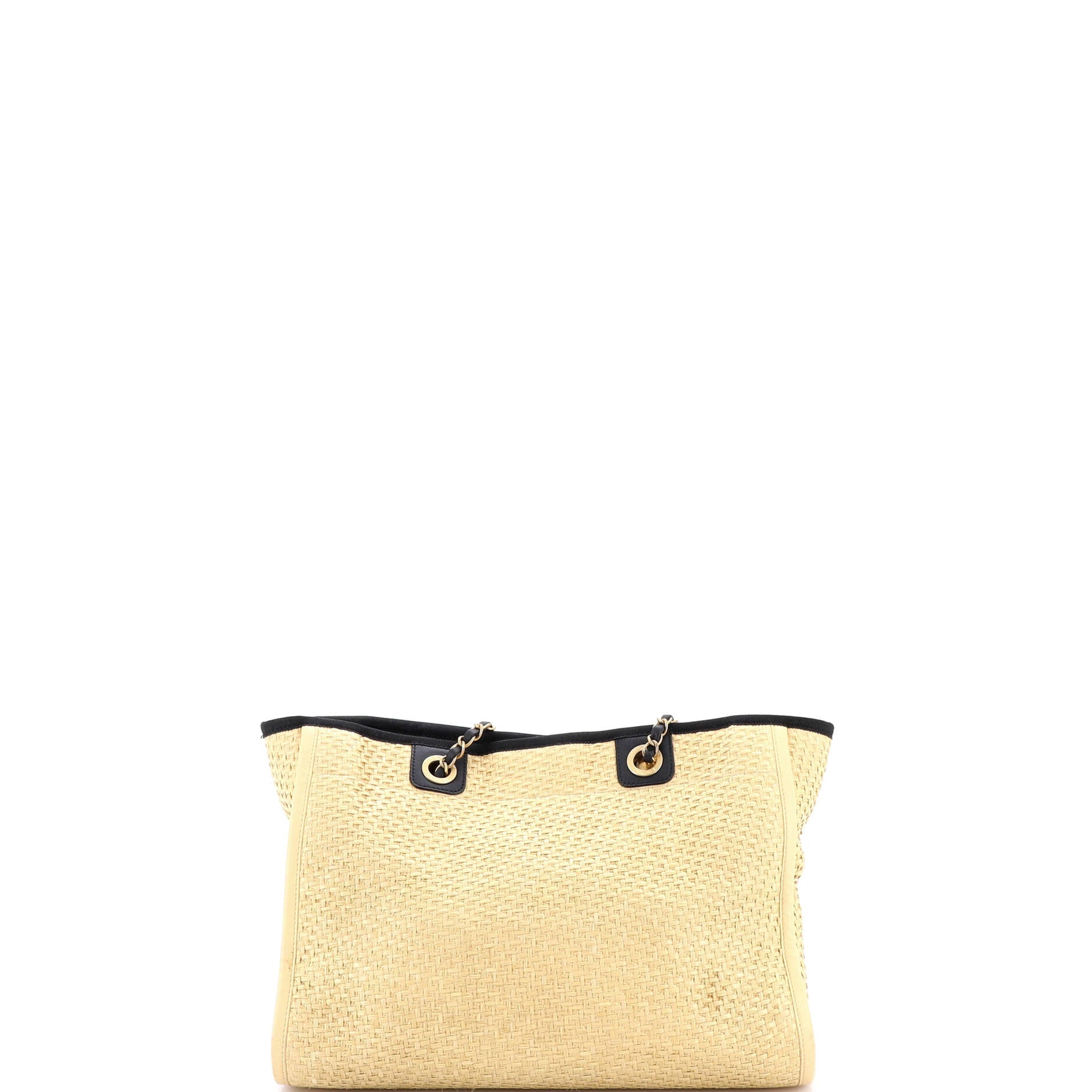 Deauville Tote Straw with Chain Detail Small