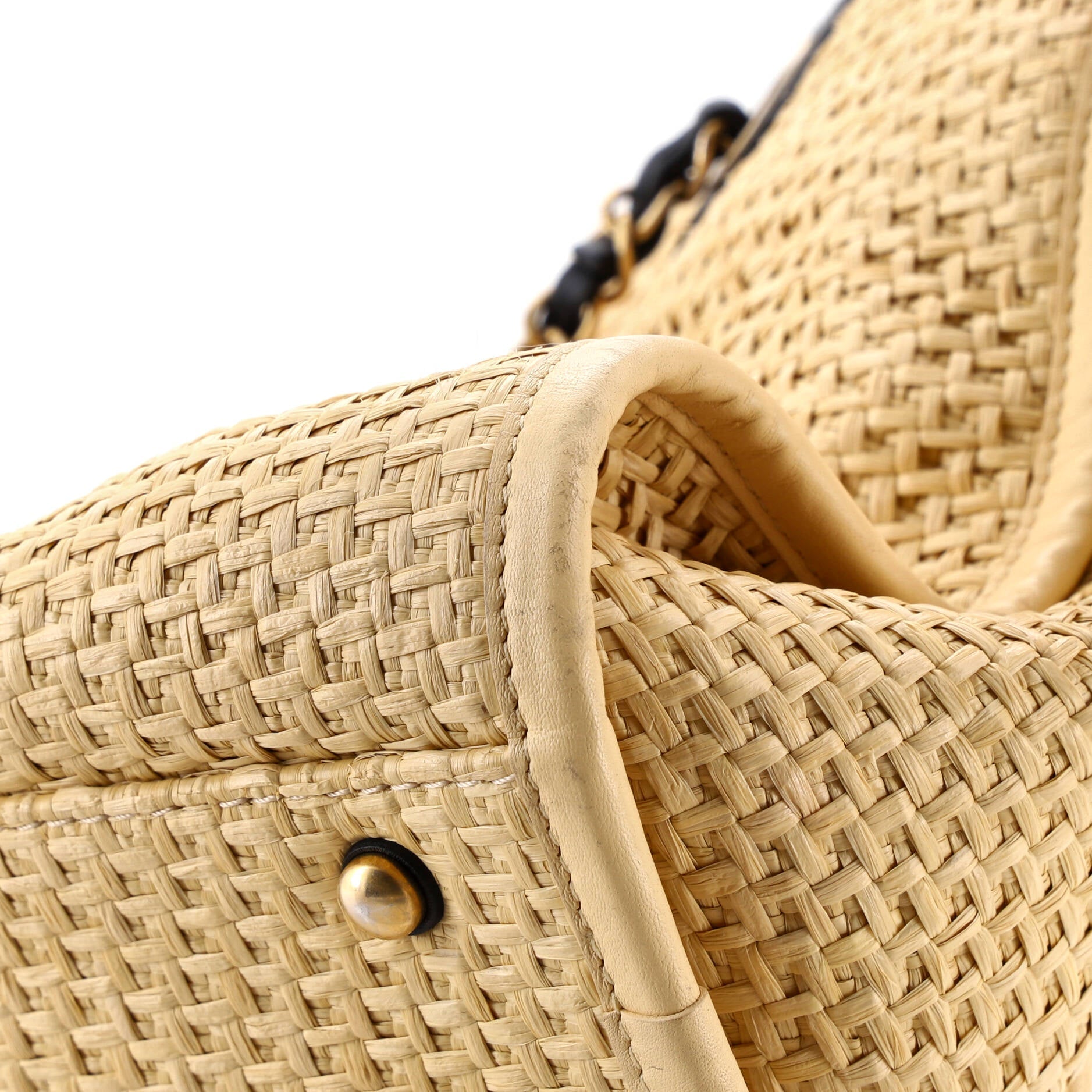 Deauville Tote Straw with Chain Detail Small