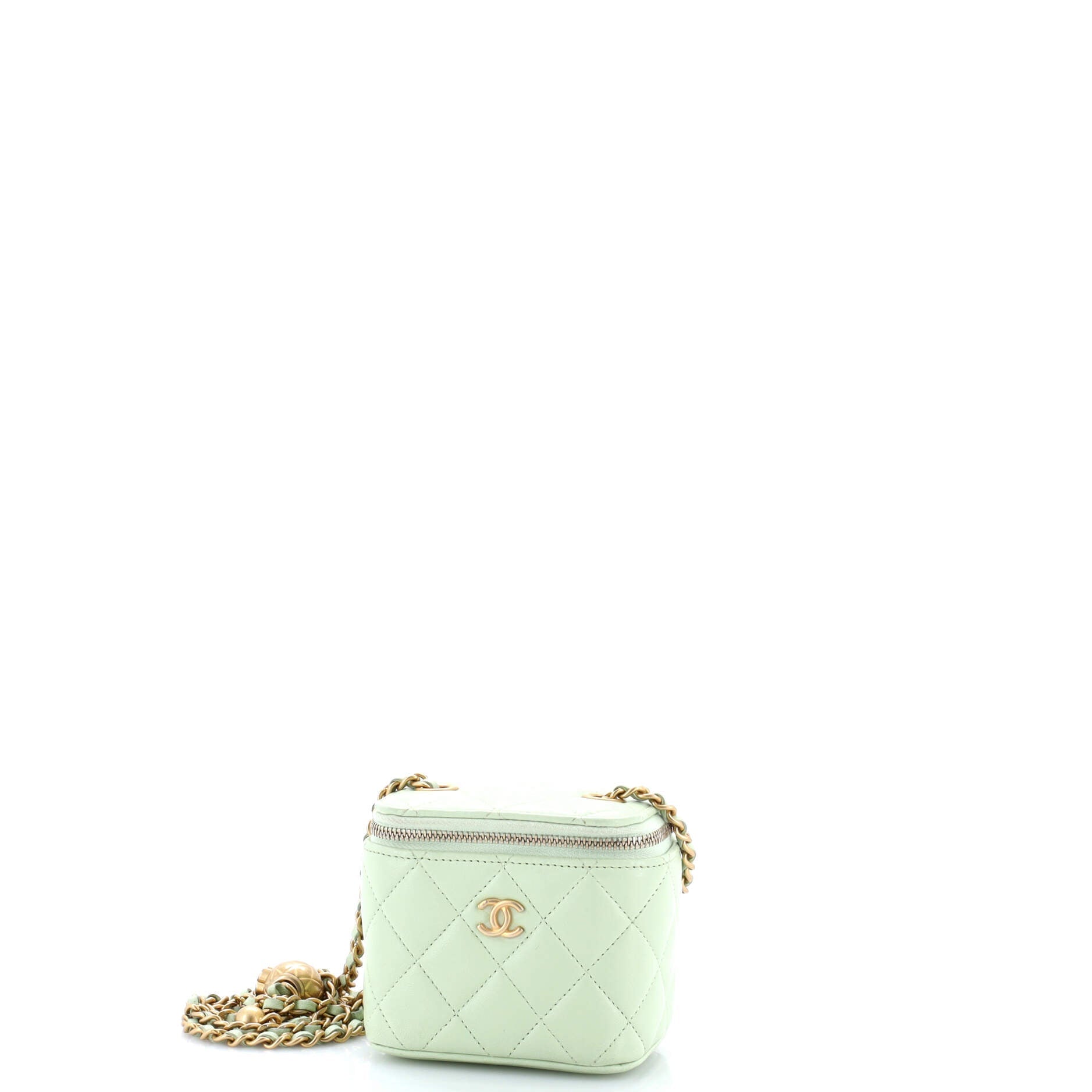 Pearl Crush Vanity Case with Chain Quilted Lambskin Mini
