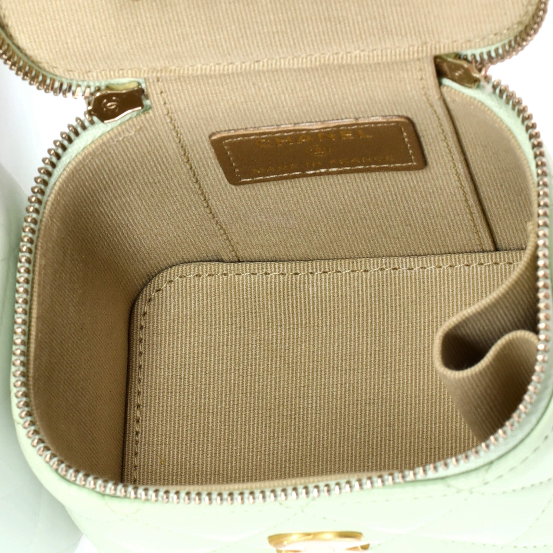 Pearl Crush Vanity Case with Chain Quilted Lambskin Mini