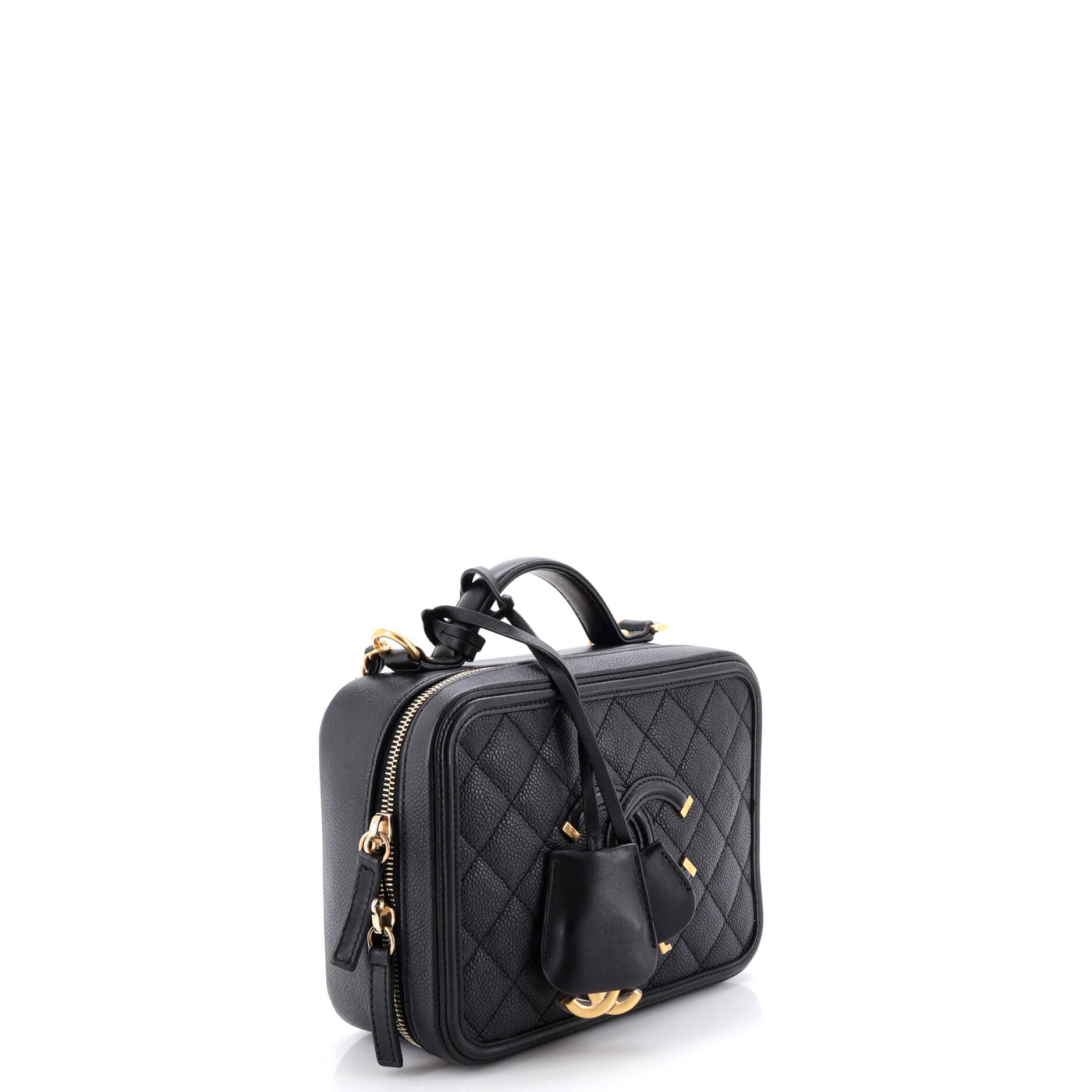 Filigree Vanity Case Quilted Caviar Medium
