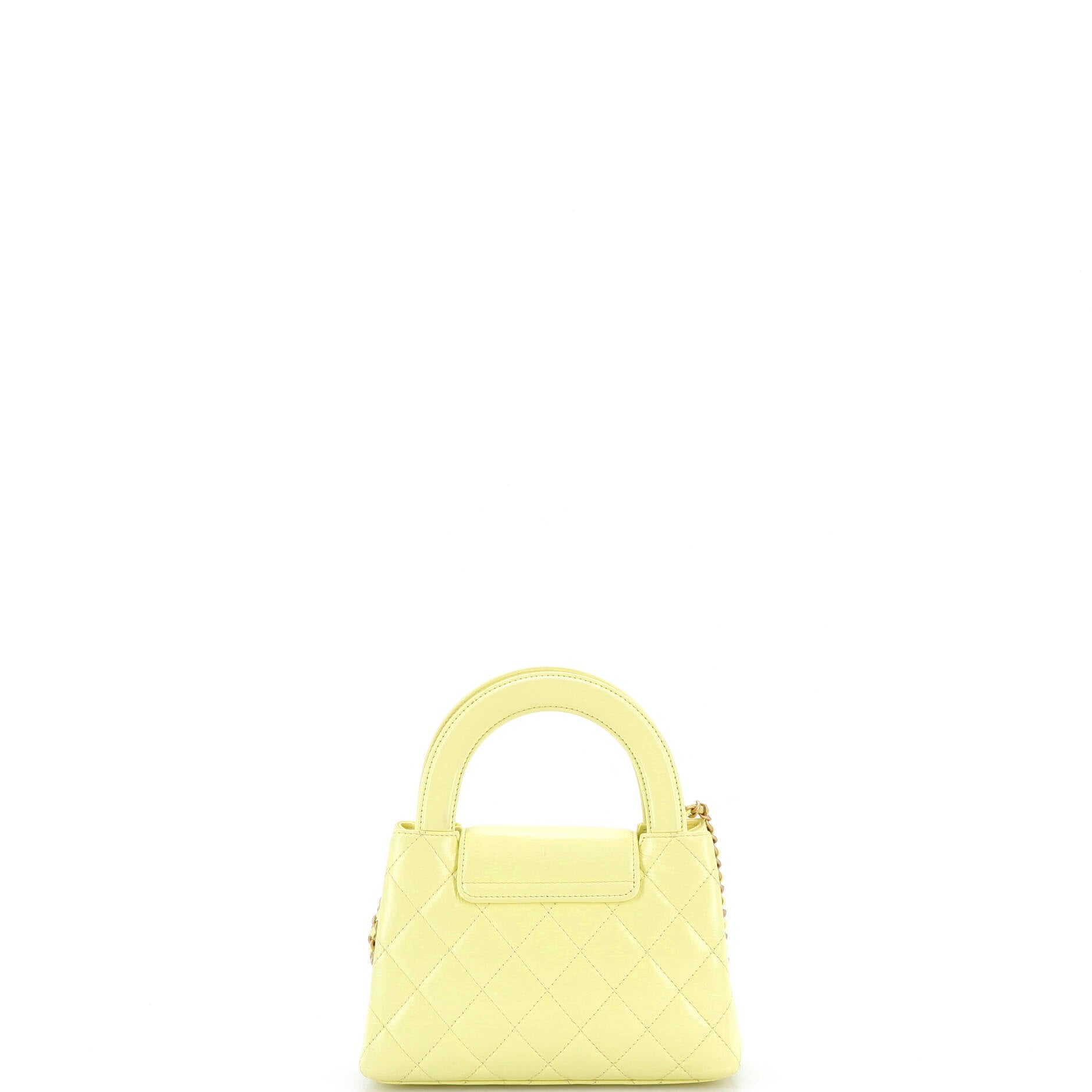 Kelly Top Handle Shopping Bag Quilted Shiny Aged Calfskin Mini