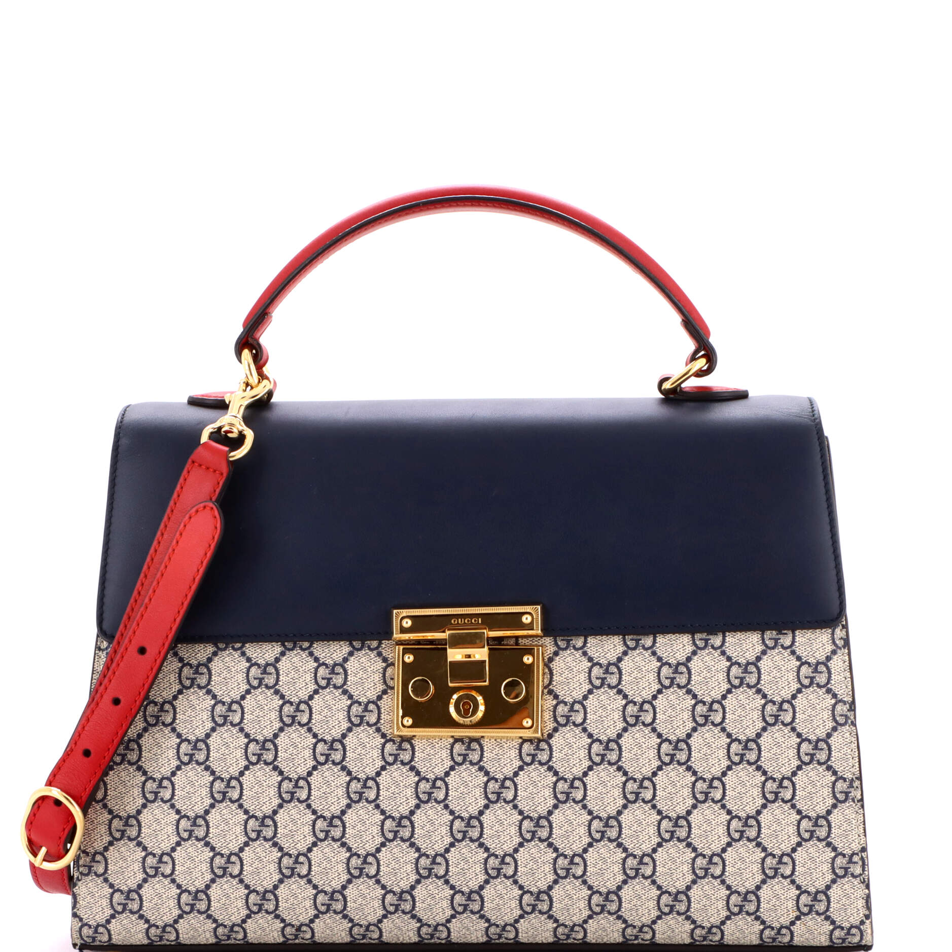 Padlock Top Handle Bag GG Coated Canvas and Leather Medium