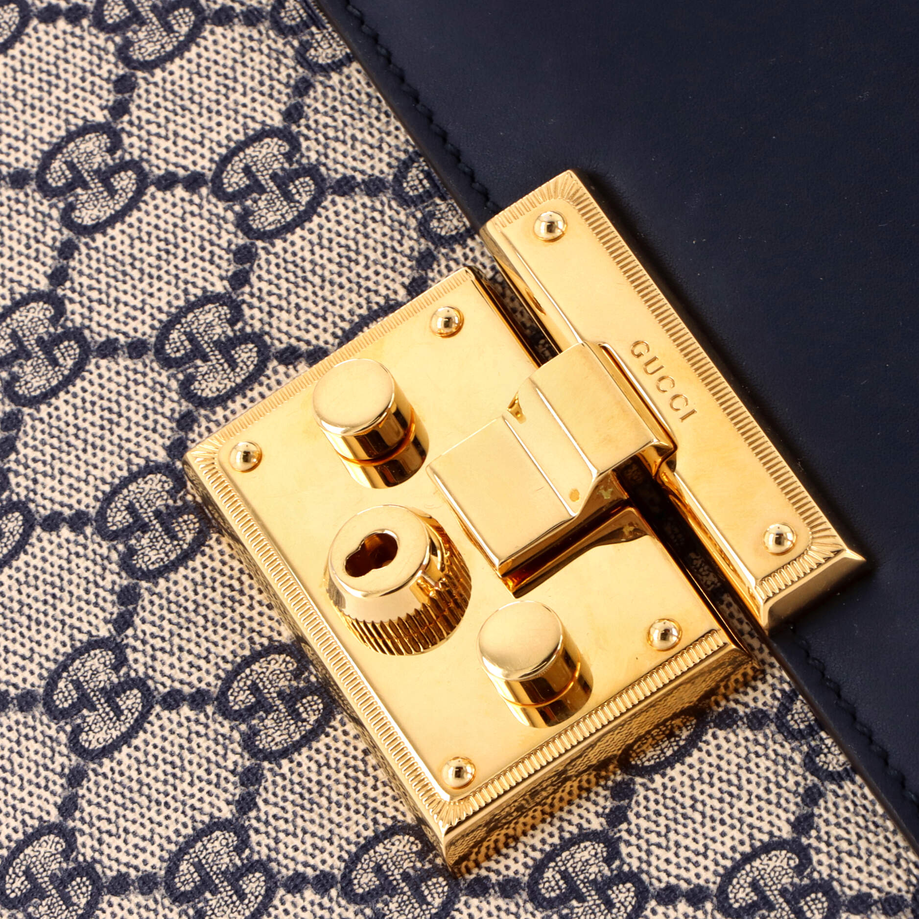 Padlock Top Handle Bag GG Coated Canvas and Leather Medium