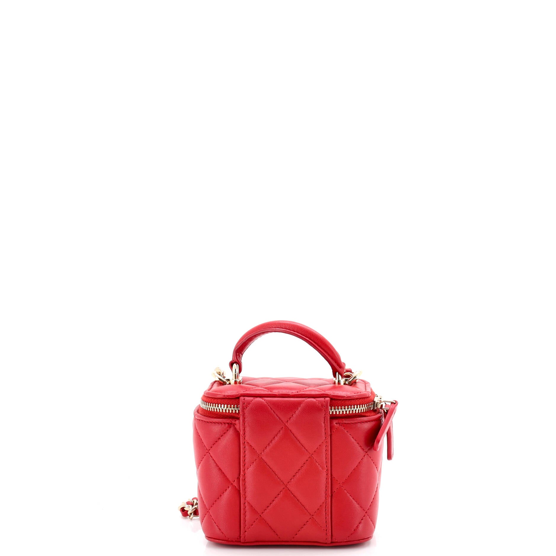 Classic Top Handle Vanity Case with Chain Quilted Lambskin Mini