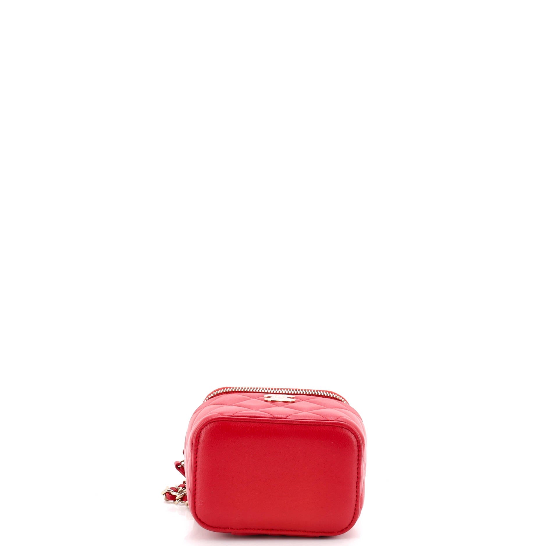 Classic Top Handle Vanity Case with Chain Quilted Lambskin Mini