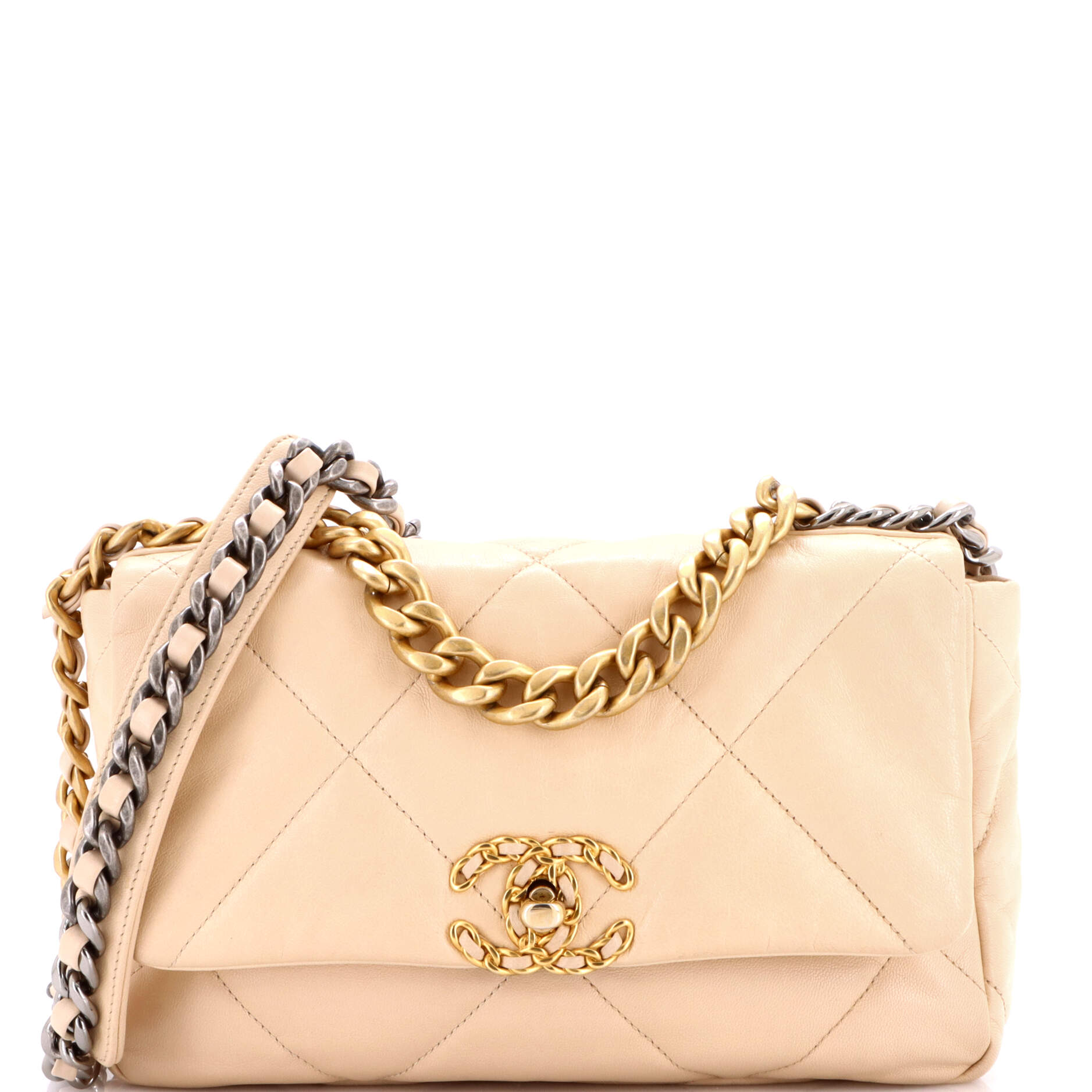 19 Flap Bag Quilted Leather Medium