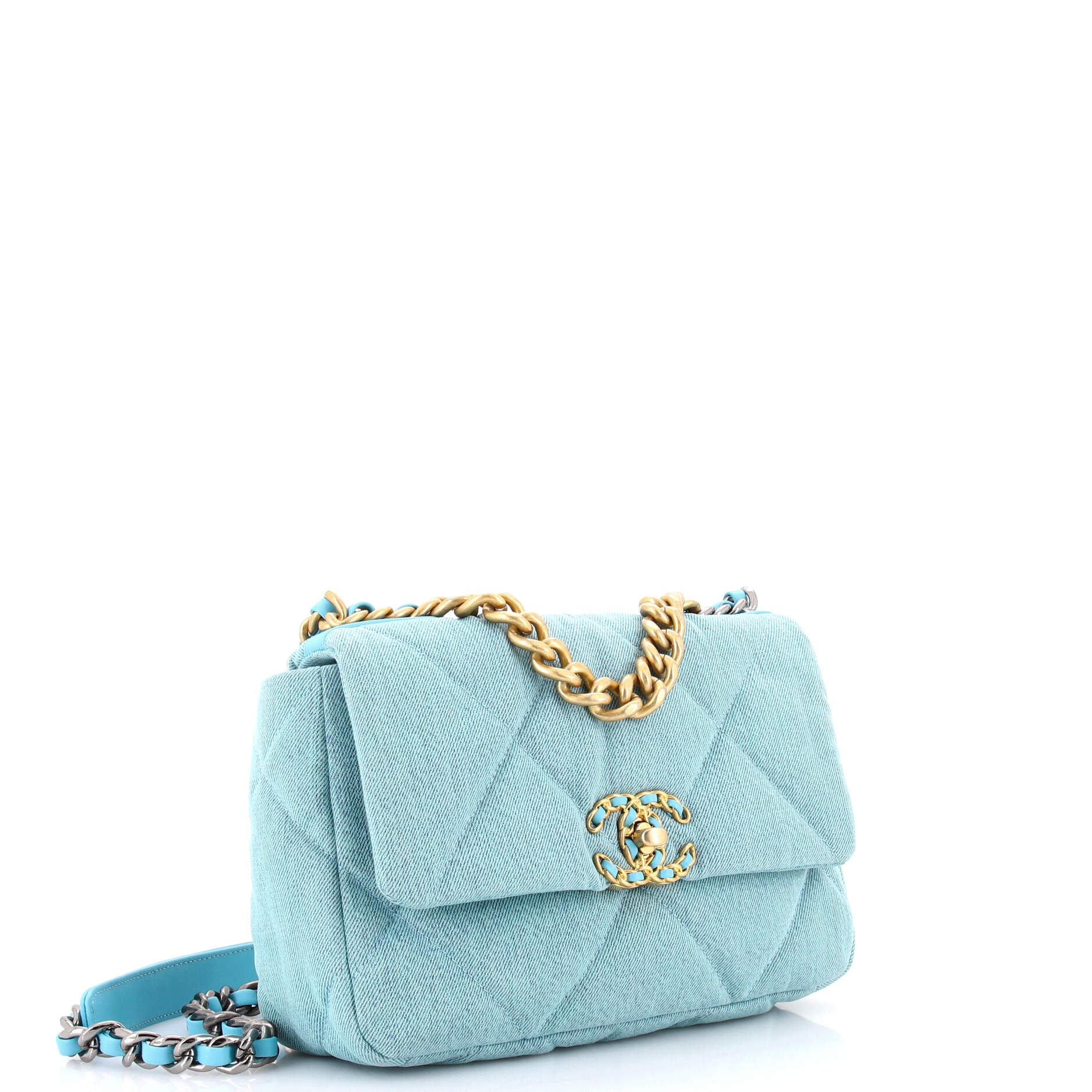 19 Flap Bag Quilted Denim Medium