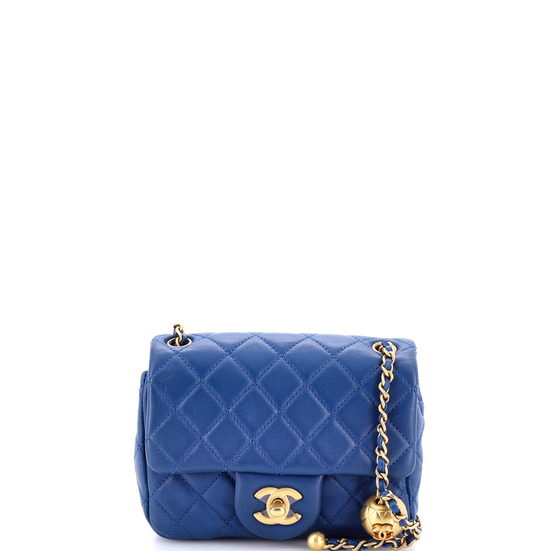 Pearl Crush Square Flap Bag Quilted Lambskin Mini