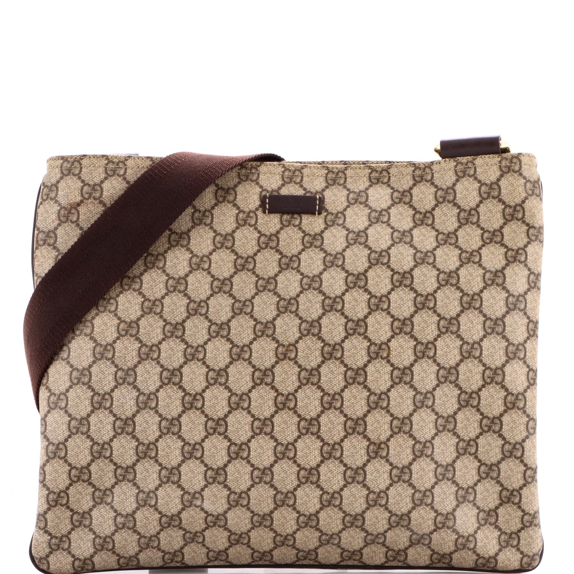 Zip Top Messenger Bag GG Coated Canvas Large