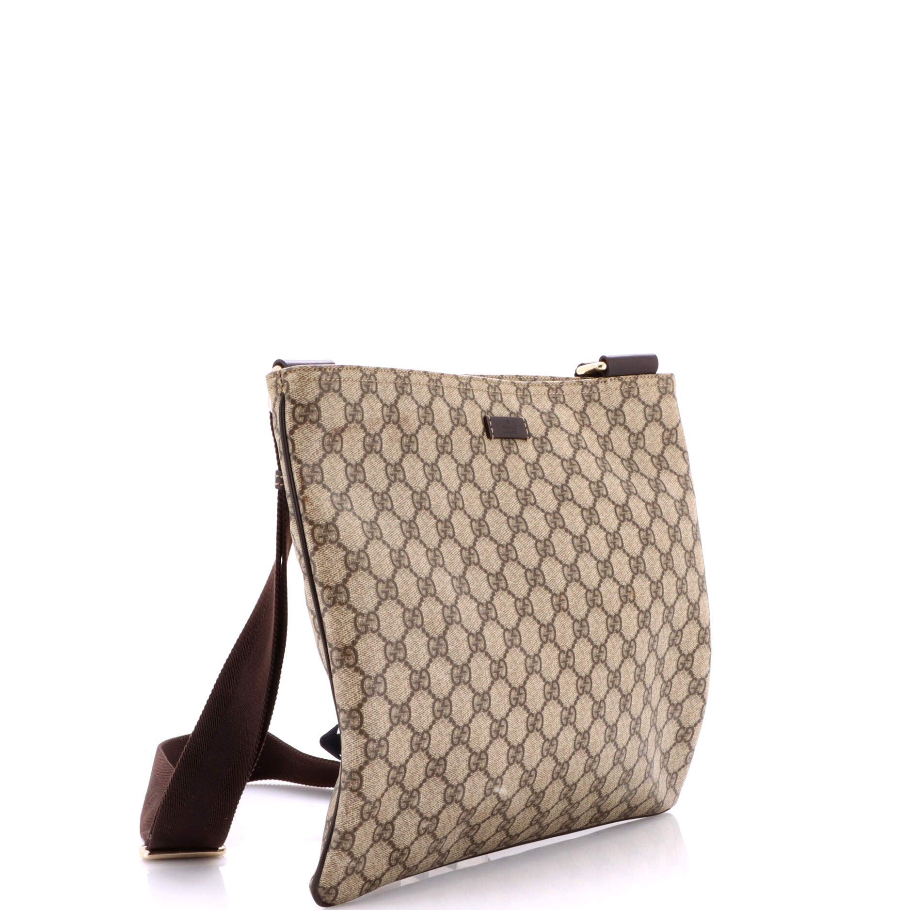 Zip Top Messenger Bag GG Coated Canvas Large