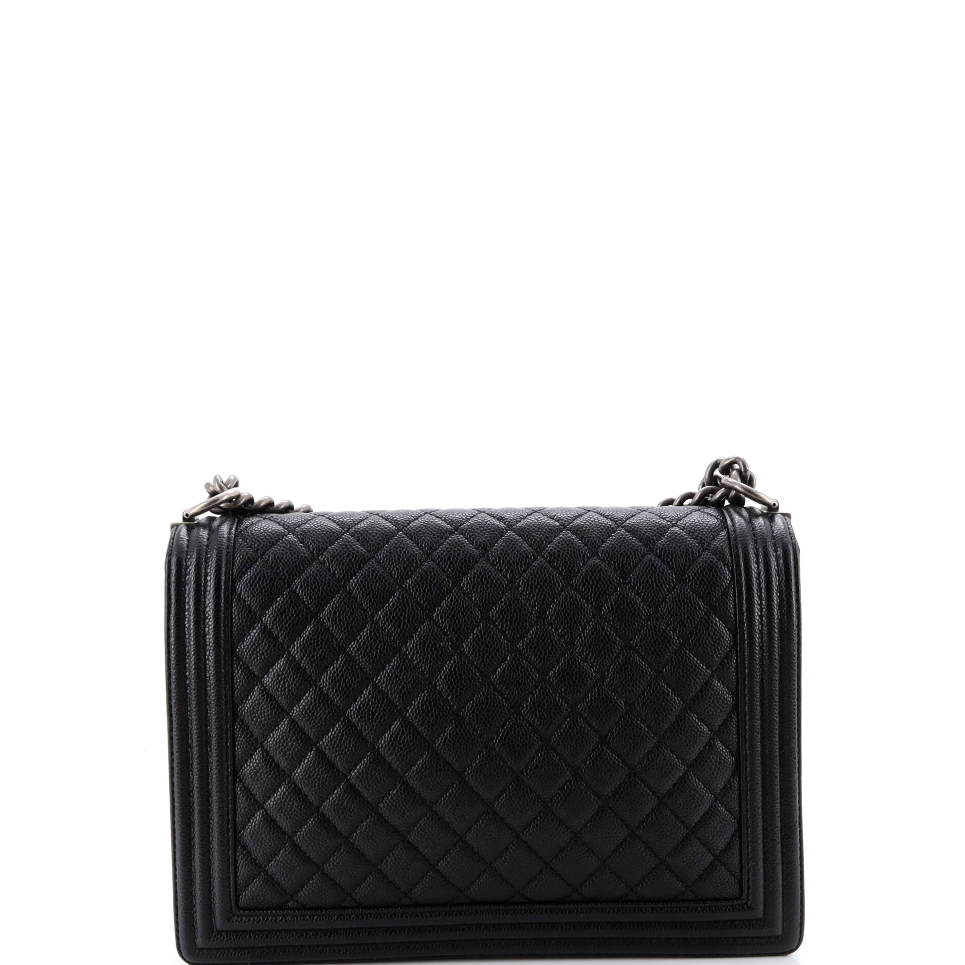 Boy Flap Bag Quilted Caviar Large