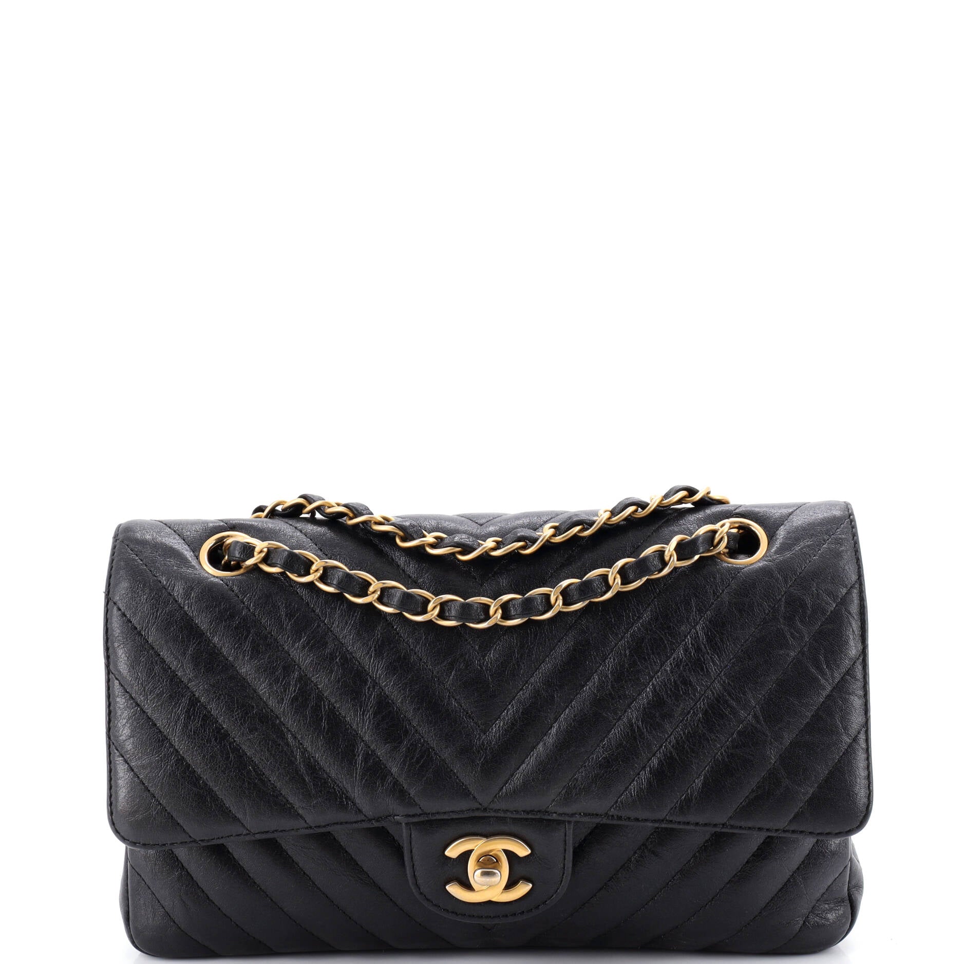 Classic Double Flap Bag Chevron Iridescent Crumpled Calfskin Medium