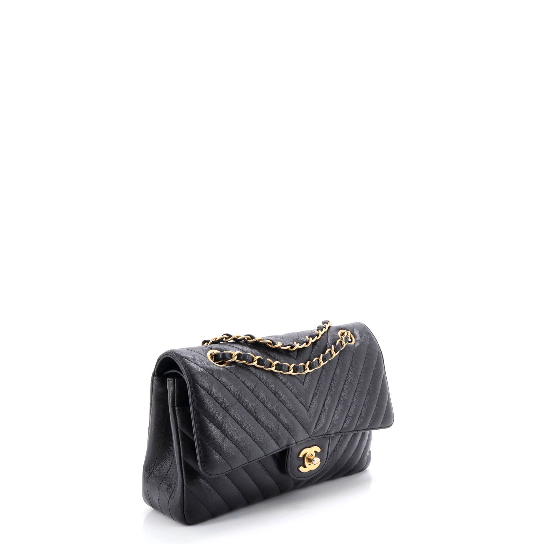 Classic Double Flap Bag Chevron Iridescent Crumpled Calfskin Medium