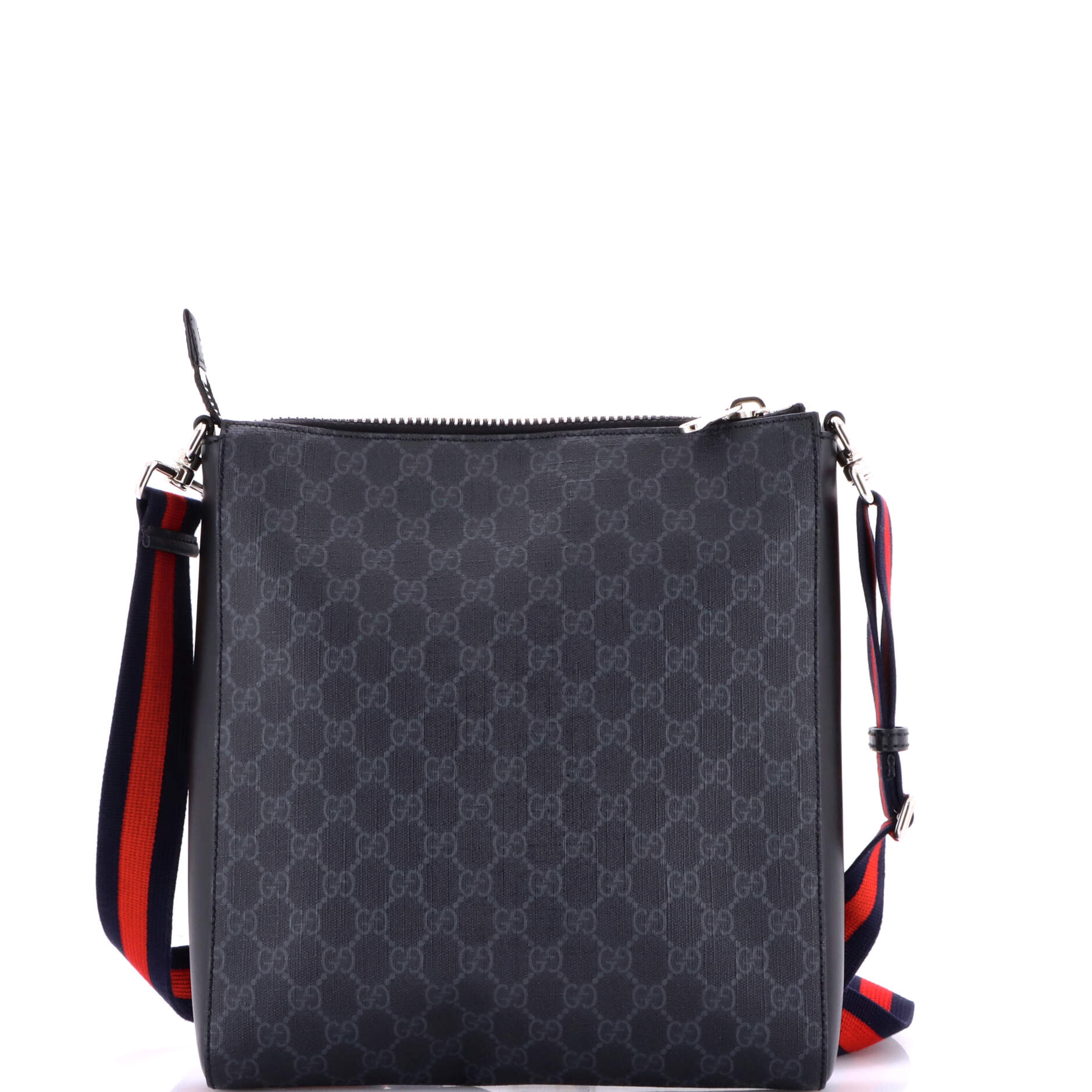 Web Strap Front Zip Messenger Bag GG Coated Canvas Medium