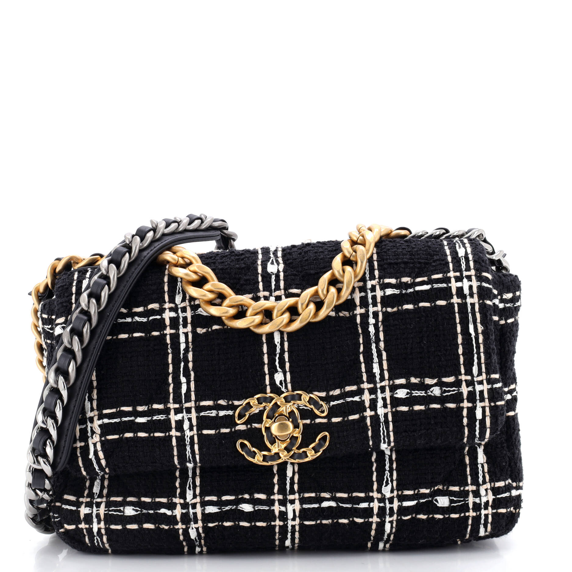 19 Flap Bag Quilted Tweed Medium