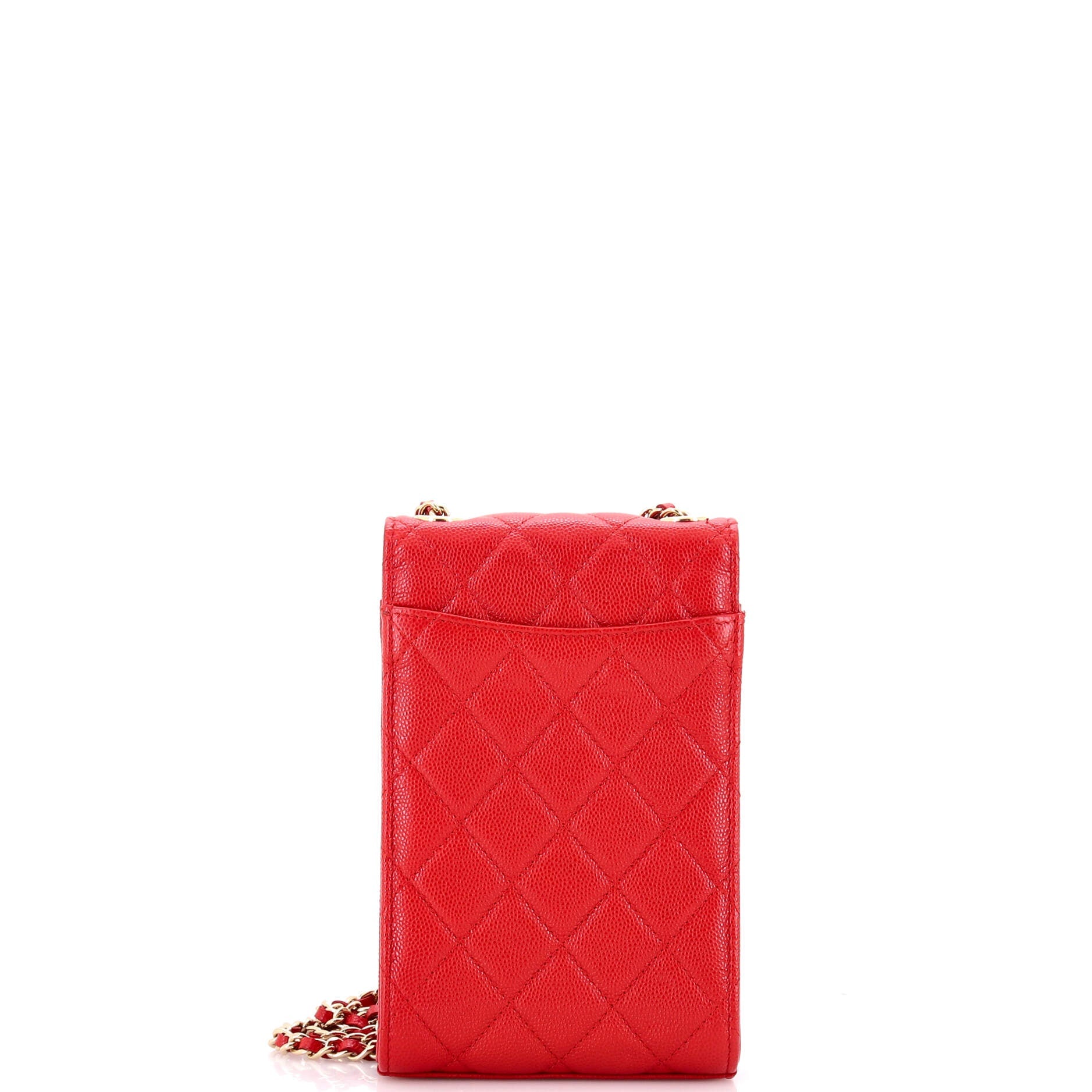 CC Flap Phone Holder Crossbody Bag Quilted Caviar