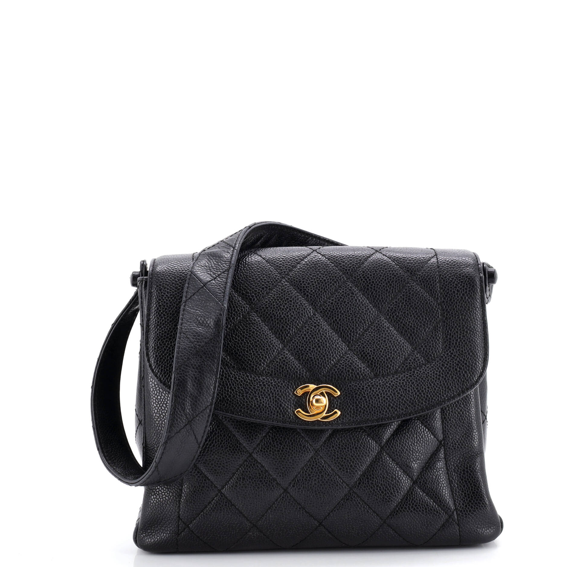Vintage CC Flap Shoulder Bag Quilted Caviar Medium