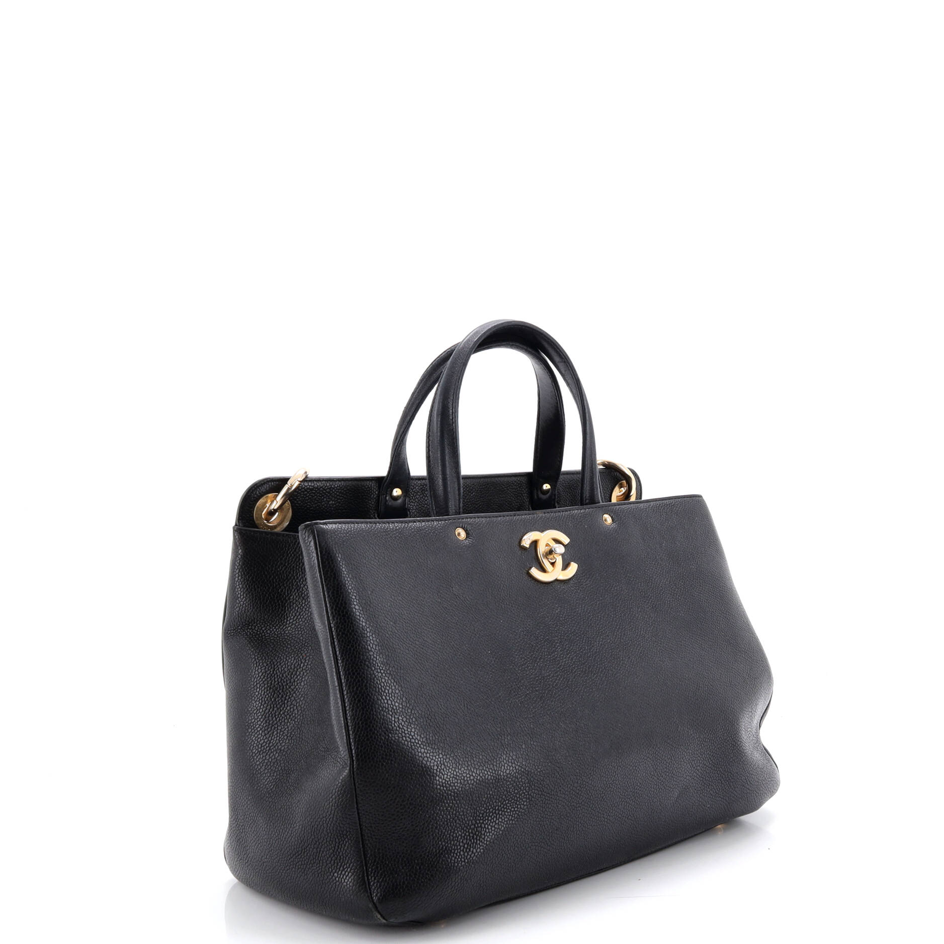CC Lock Shopping Tote Caviar Large