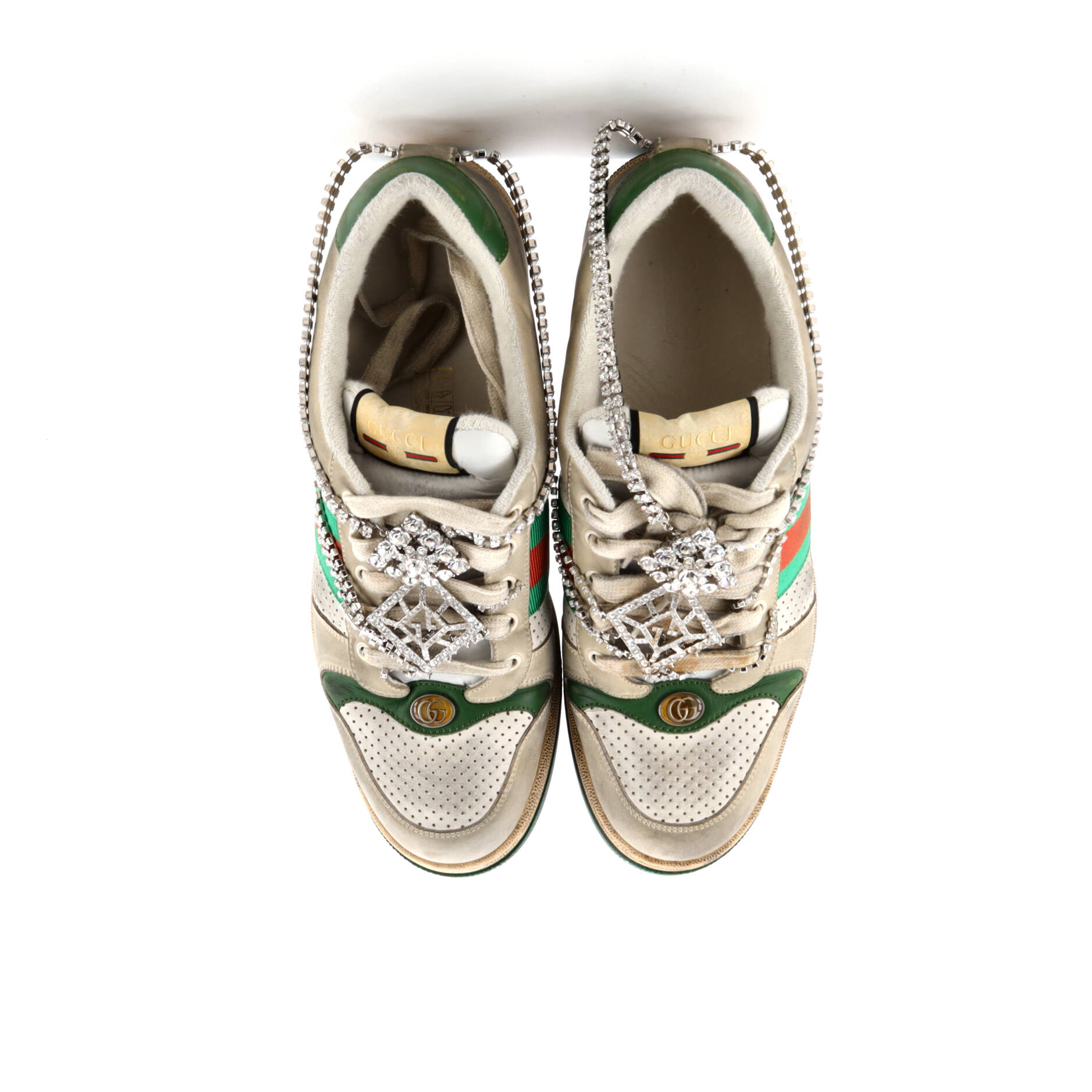 Screener Sneakers Distressed Leather with Crystals
