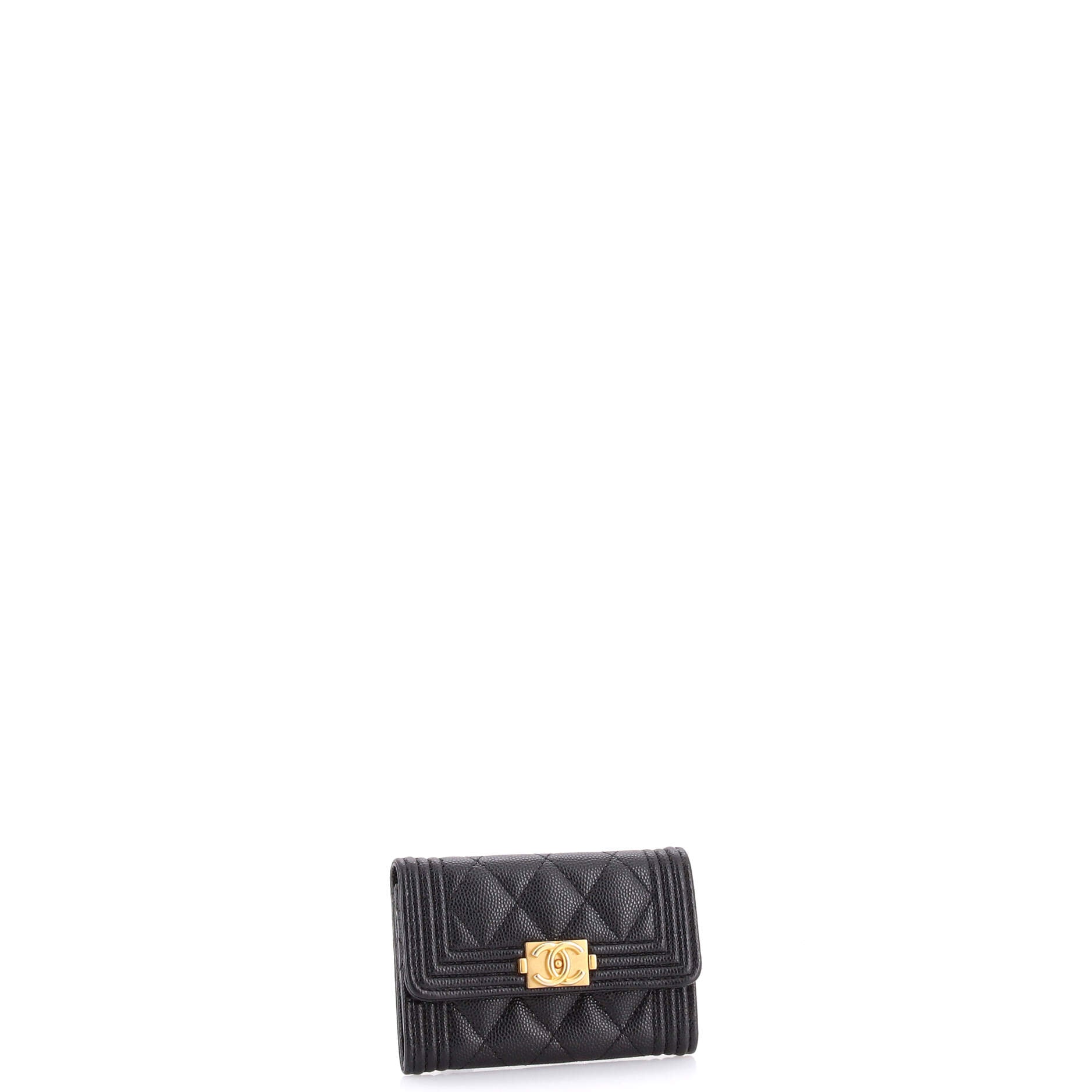 Boy Flap Card Case Quilted Caviar