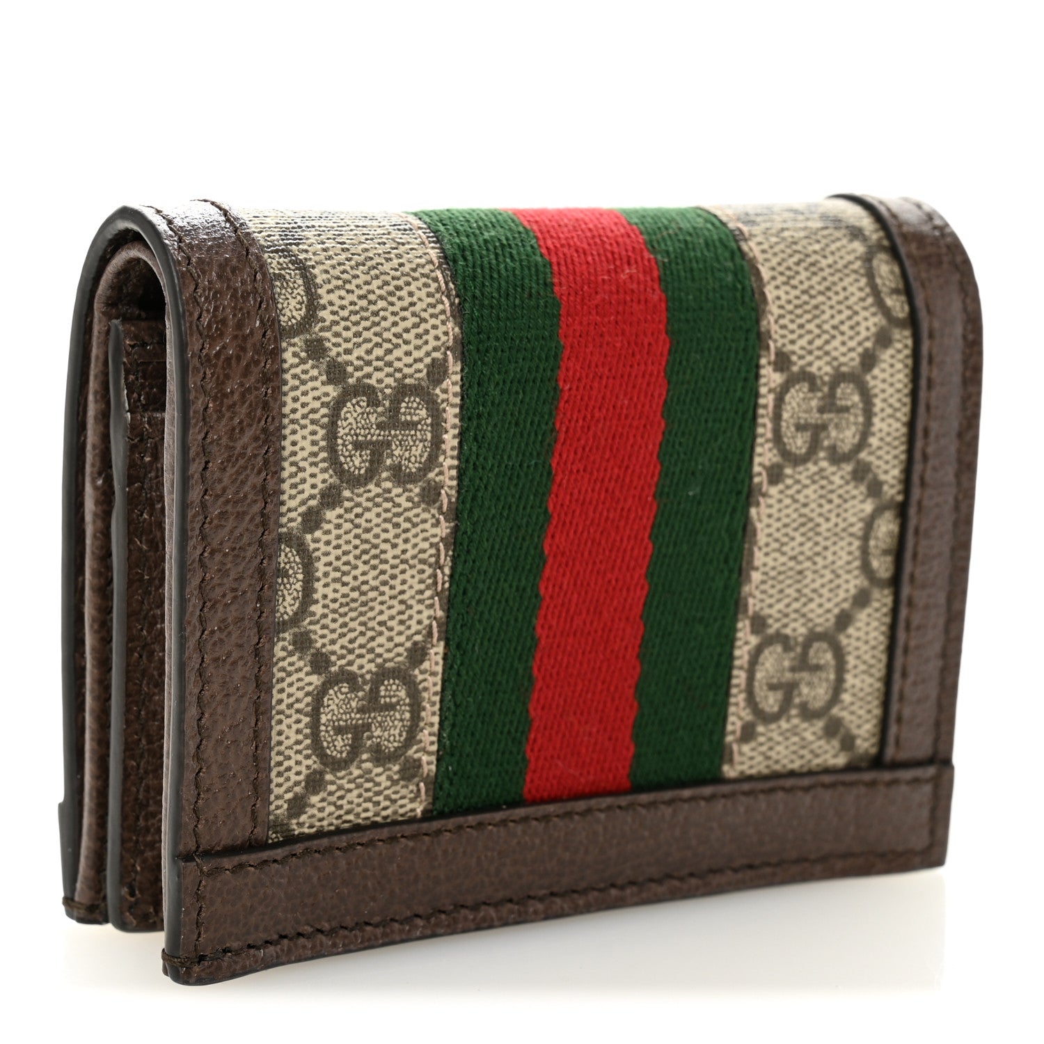 GG Supreme Monogram Web Ophidia Card Case Beige New Acero