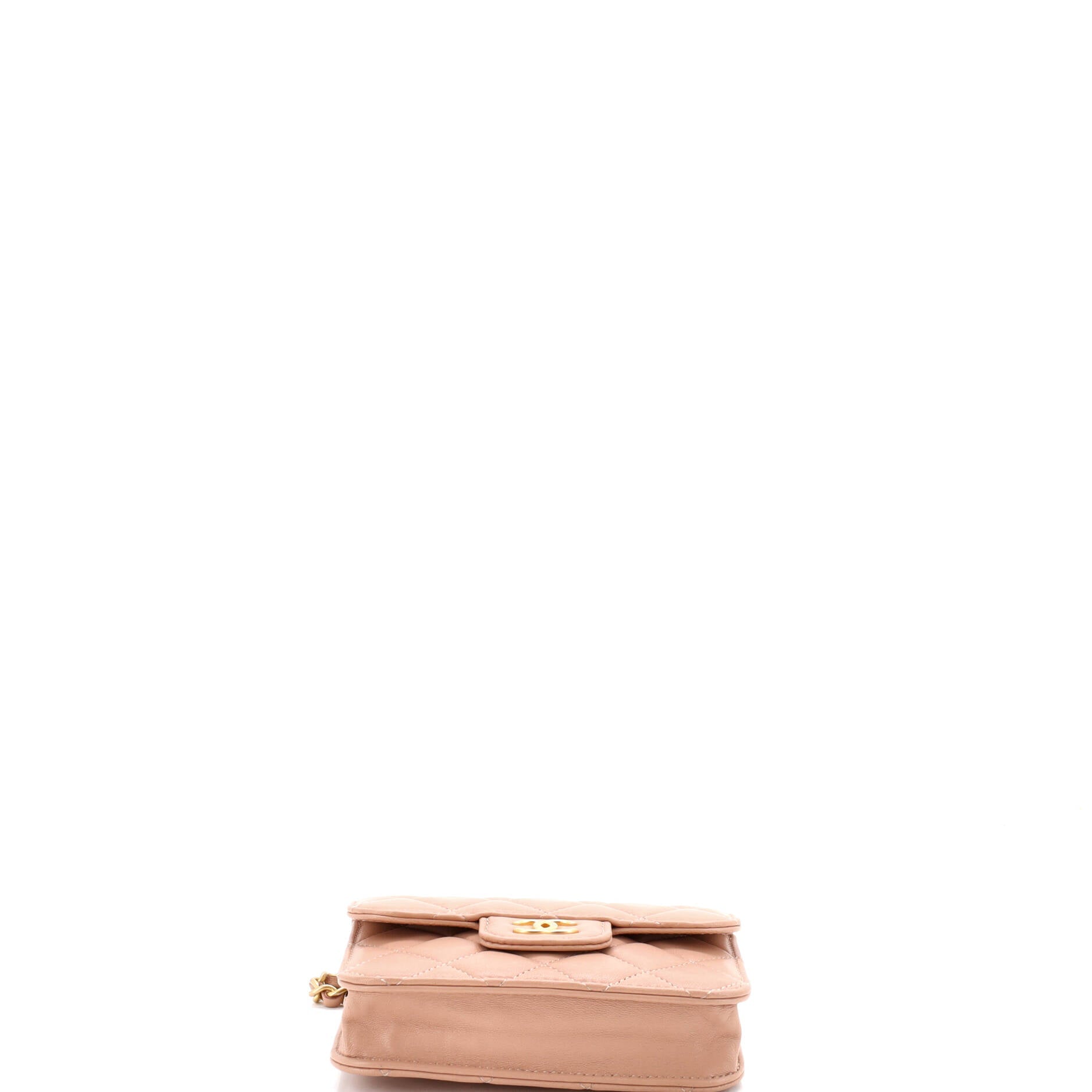 Top Handle Flap Coin Purse with Chain Quilted Lambskin